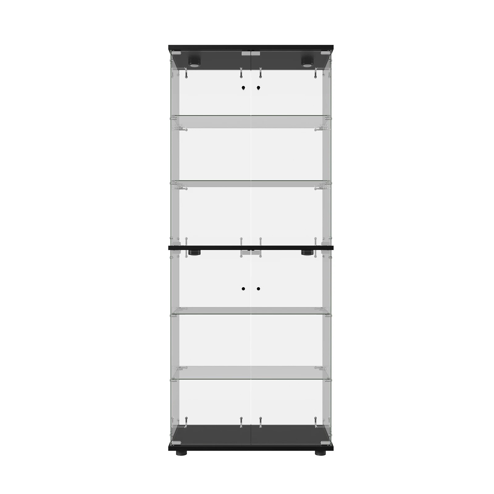 8 Oikiture Glass Display Cabinet 6-Tier LED Light Bookcase With 2 Doors - Black, 8 of 9