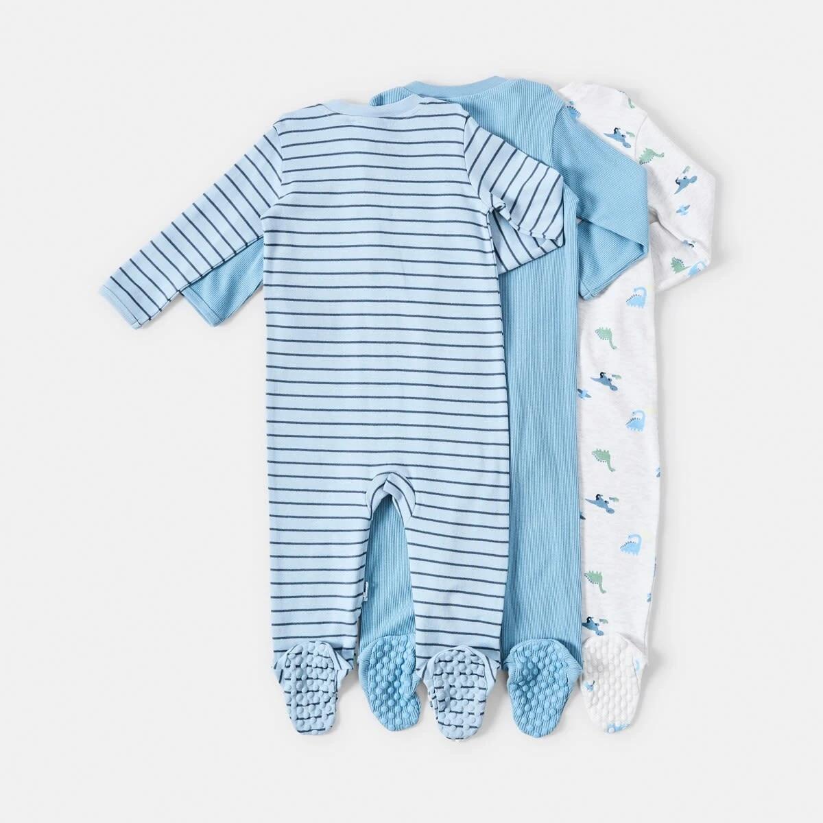 2 3 Pack Coveralls Blu Dino, 2 of 8