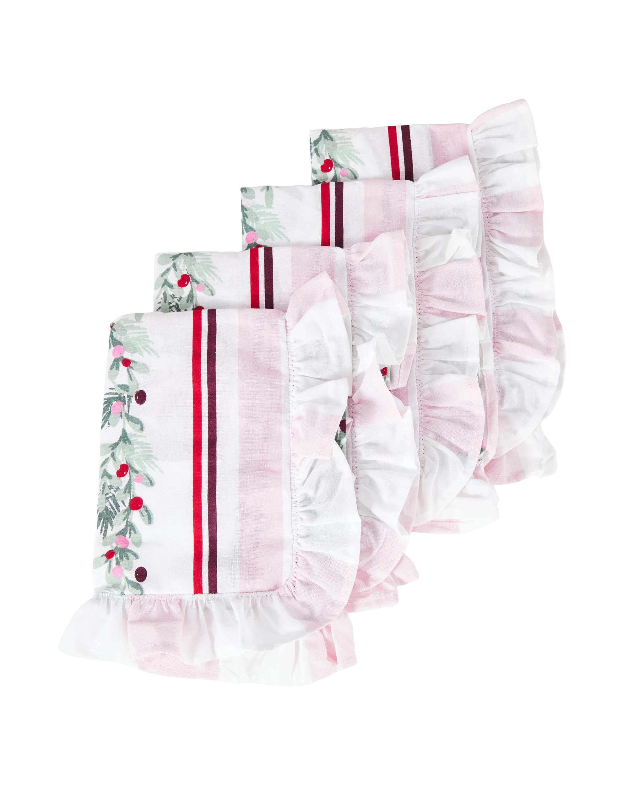 1 4 Pack Holly Stripe Napkins, 1 of 4