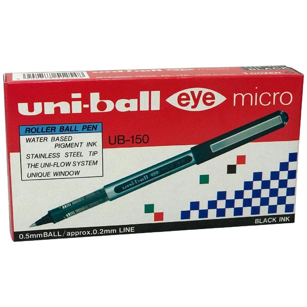 1 Uni-Ball Eye Micro Rollerball Pens Black 12 Pack, 1 of 5