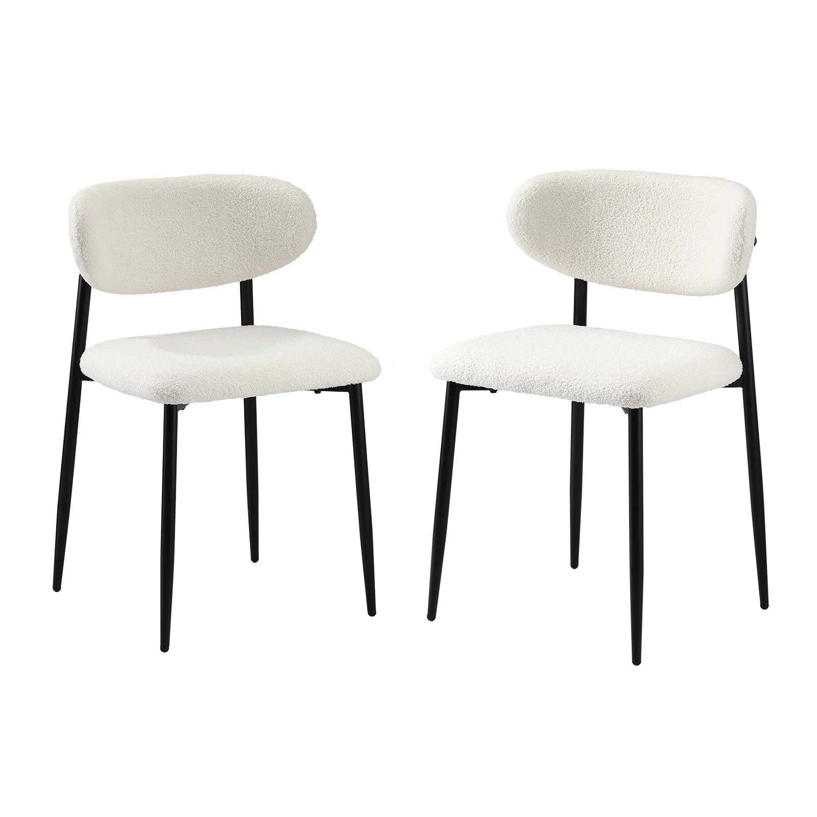 1 Oikiture 2x Dining Chairs Kitchen Chair Cafe Lounge Chair Boucle
 - White, 1 of 10