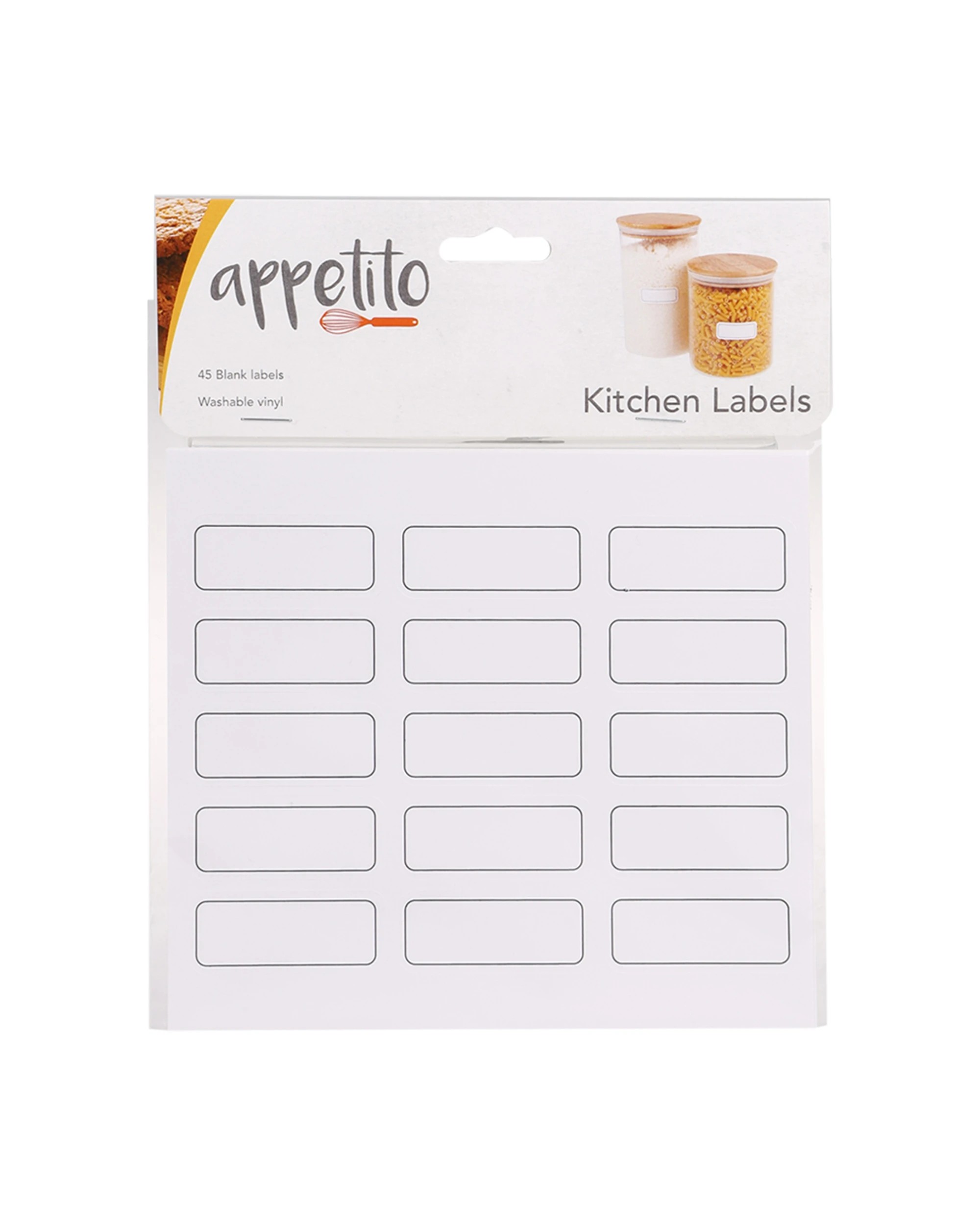 3 Appetito 8x 45pc Vinyl Blank Kitchen Labels Washable Reusable Home Pantry - White, 3 of 6