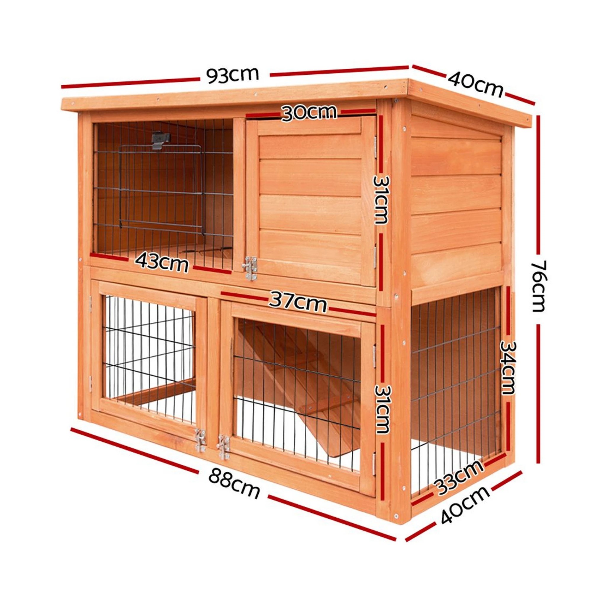 3 i.Pet Chicken Coop Rabbit Hutch Large House Run Wooden Cage Bunny Pet Outdoor - Brown, 3 of 9