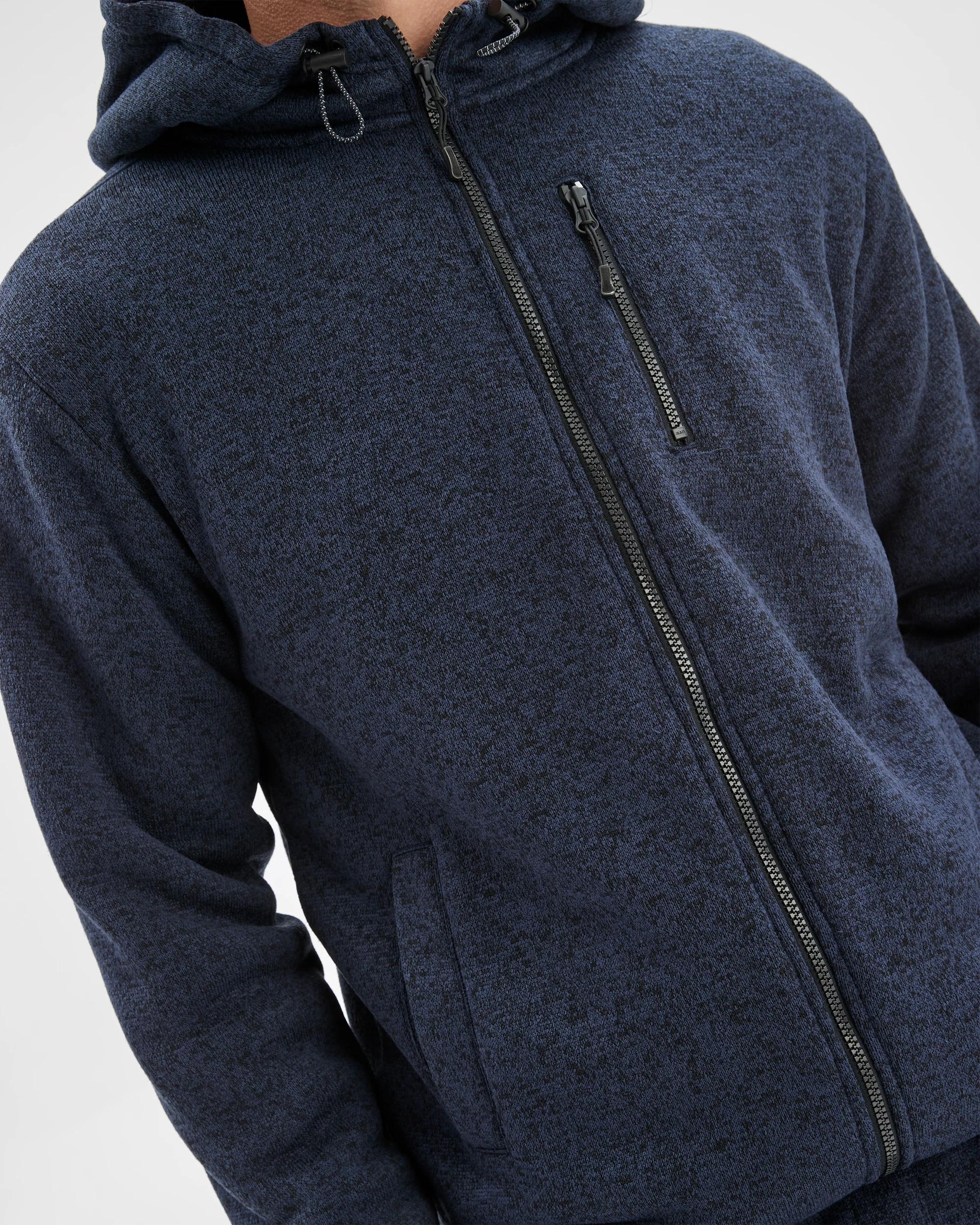 6 Target Man Teddy Lined Zip Through Fleece Hoodie NAVY MARLE, 6 of 7