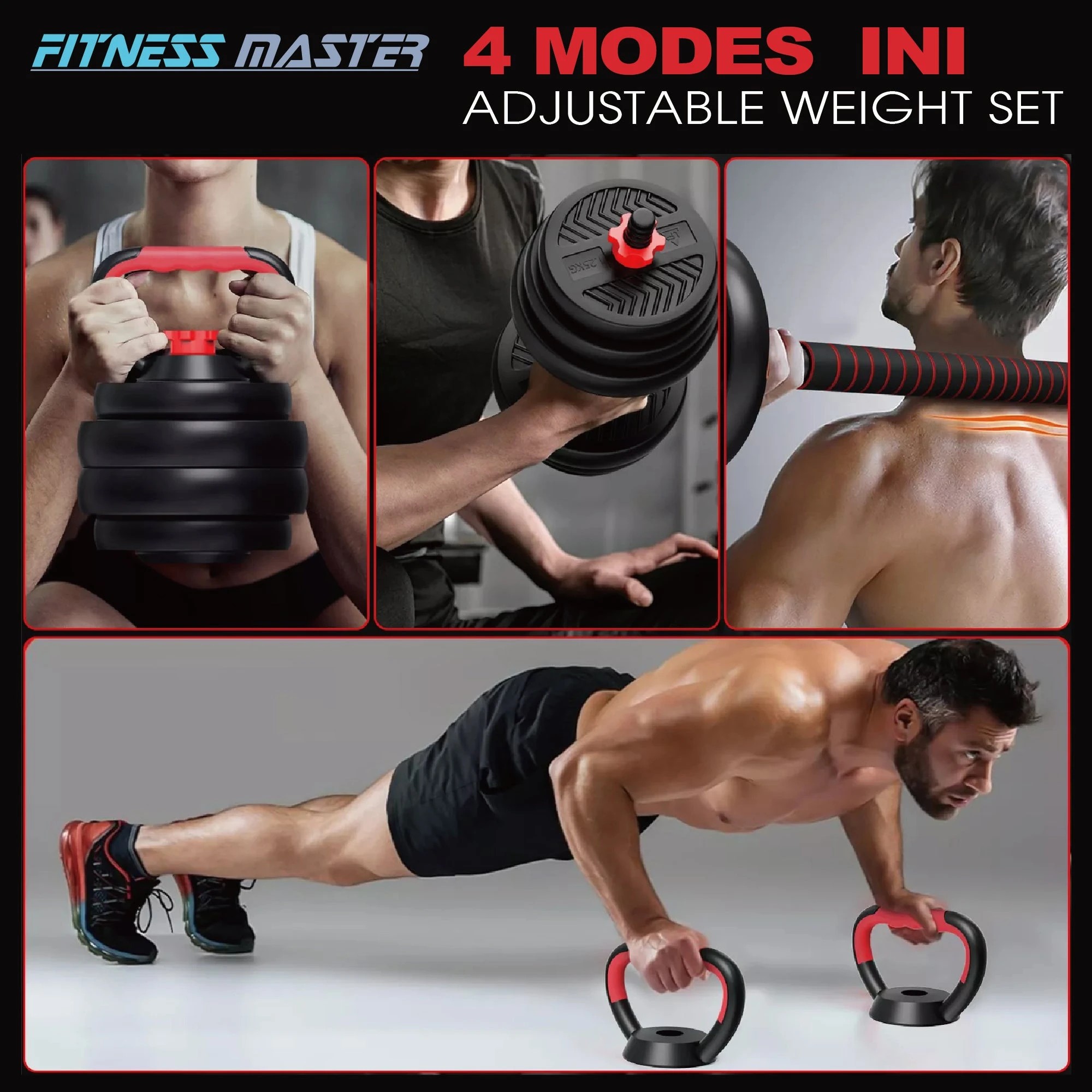 10 Fitness Master 20kg 7in1 Adjustable Dumbbell Barbell Kettlebell Set Home Gym, 10 of 10