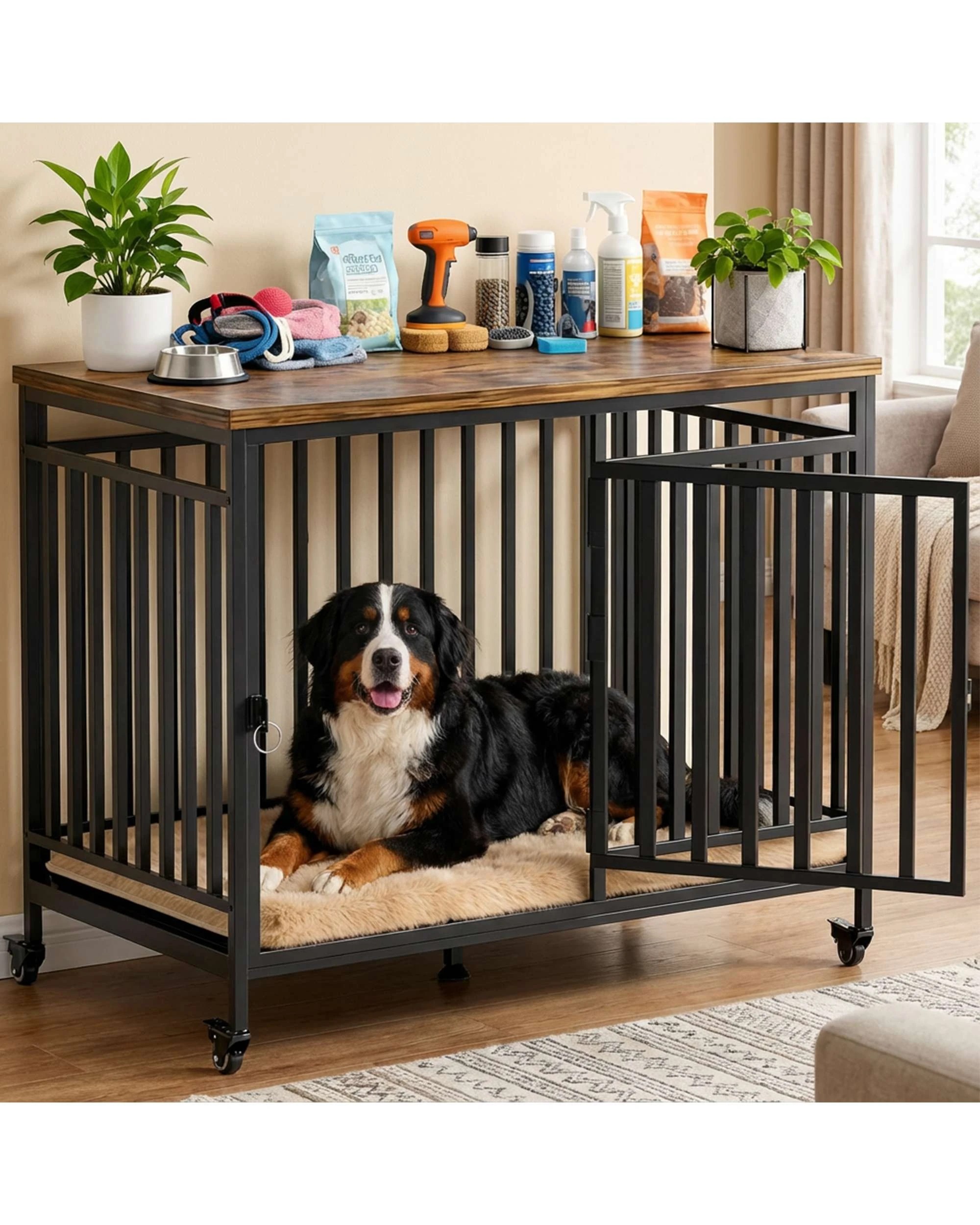 6 Advwin 2PCS Dog Crate Furniture Heavy Duty Dog Cage Sturdy Dog Kennel TV Stand End Table, 6 of 9