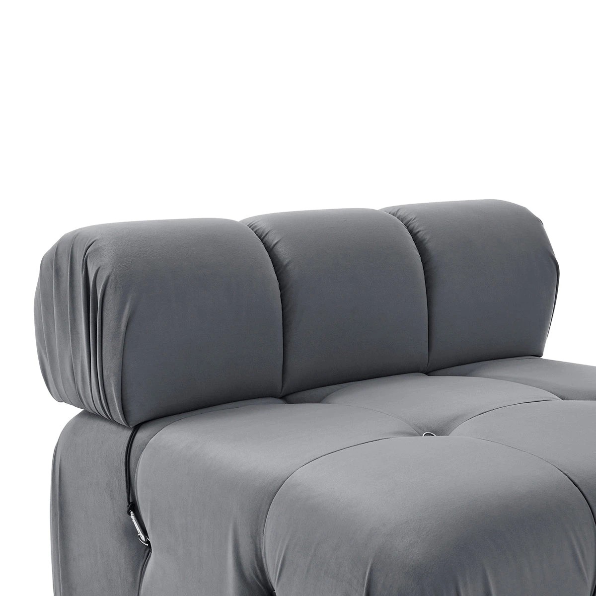 8 Foret 4 Seater Sofa Modular Arm Tufted Velvet Lounge Couch Chaise Light Grey, 8 of 9