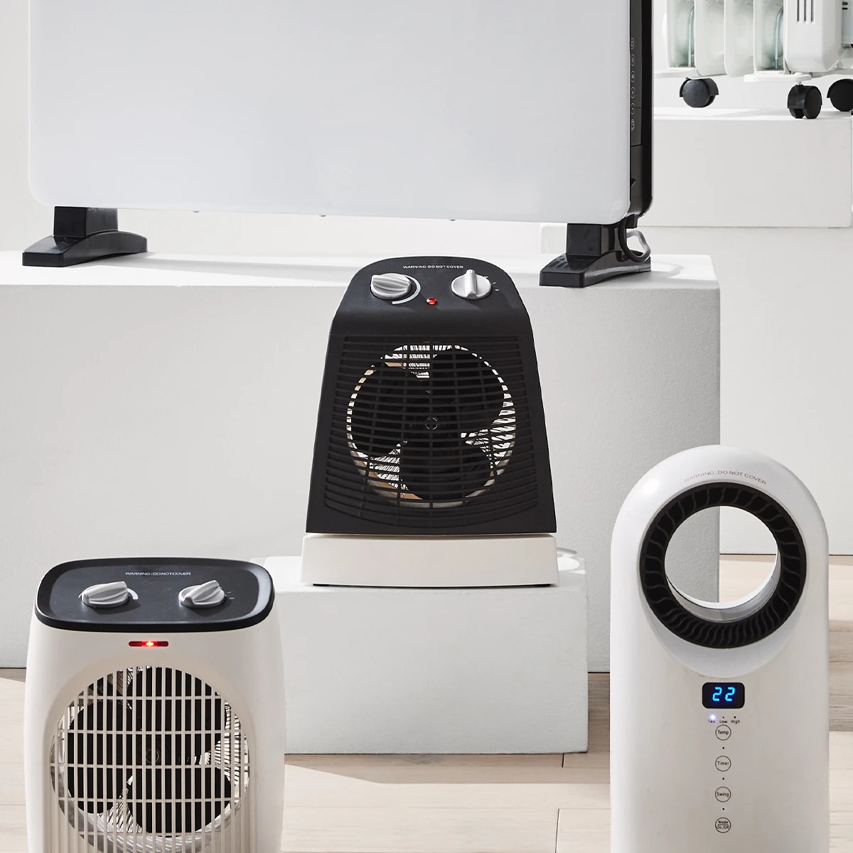 8 Oscillating Fan Heater - Black and White, 8 of 9