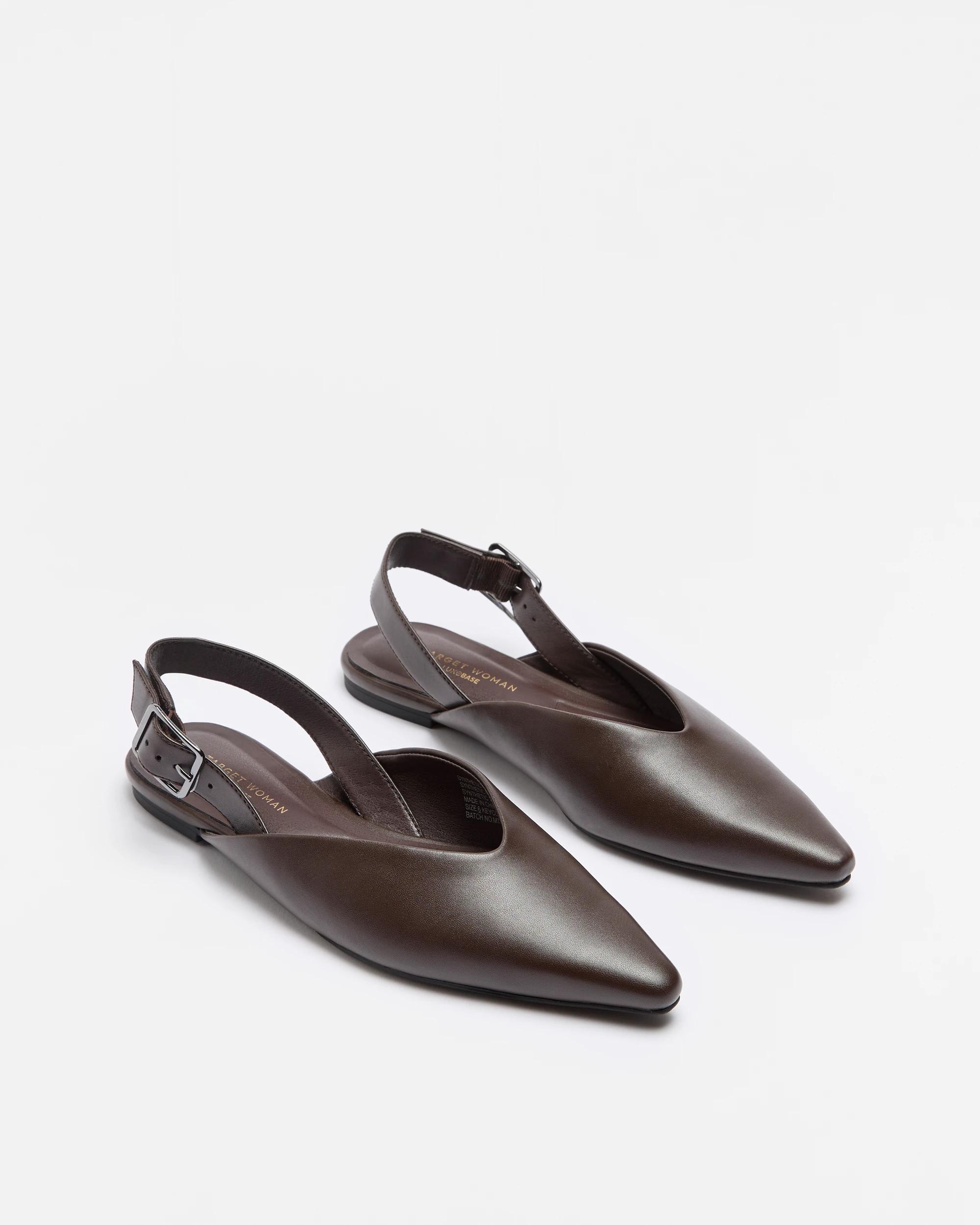 3 Target Womens Pointed Sling Back Flat - Bora CHOCOLATE, 3 of 3