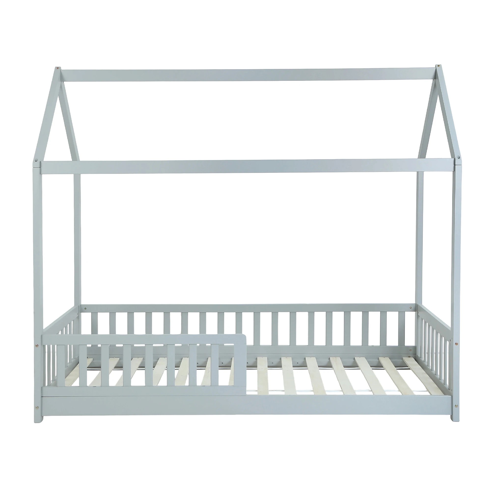 3 Artiss Bed Frame Wooden Kids House Frame  ROCK - Grey, 3 of 6