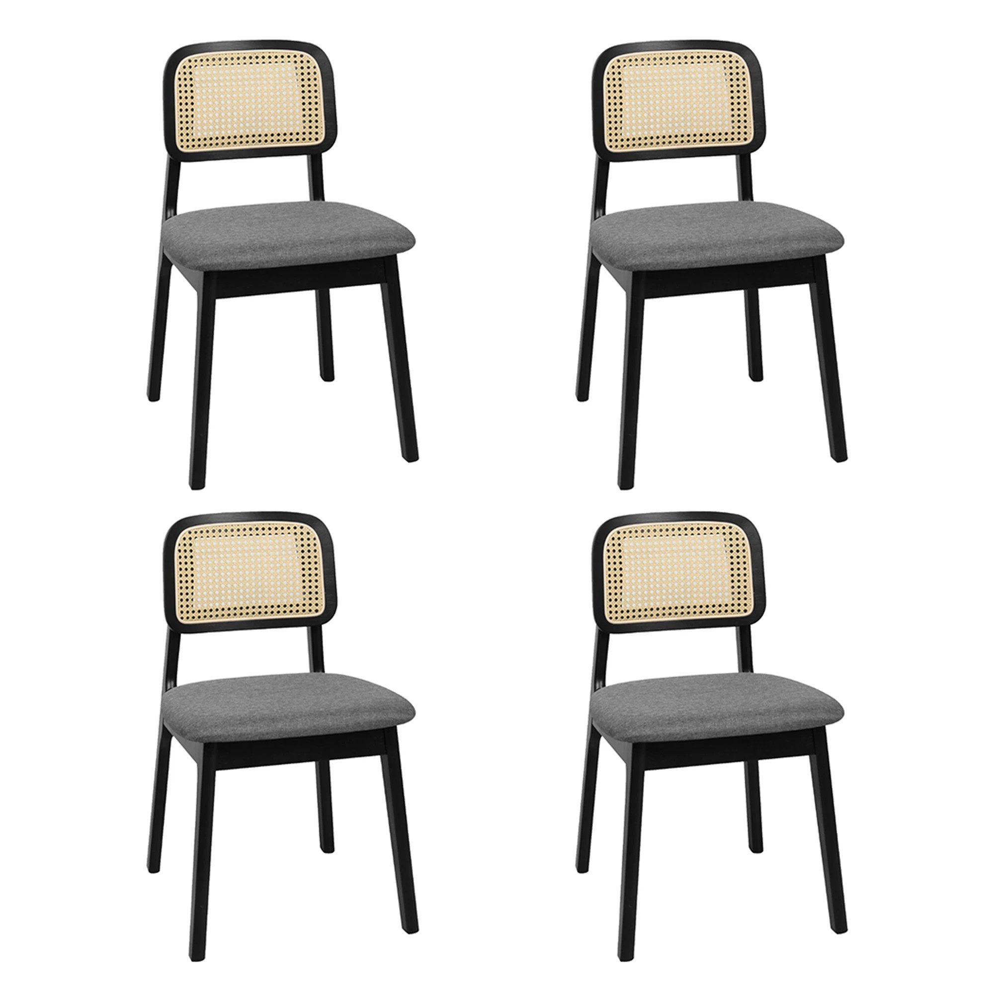 1 Levede Set Of 4 Rattan Dining Chairs - Black, 1 of 7