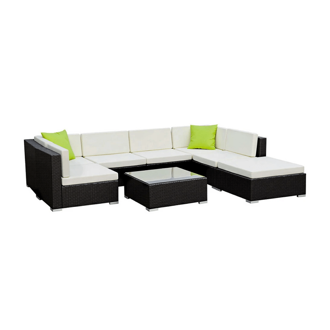 1 Gardeon 8-Piece Outdoor Sofa Set Wicker Couch Lounge Setting Cover - Black, 1 of 6