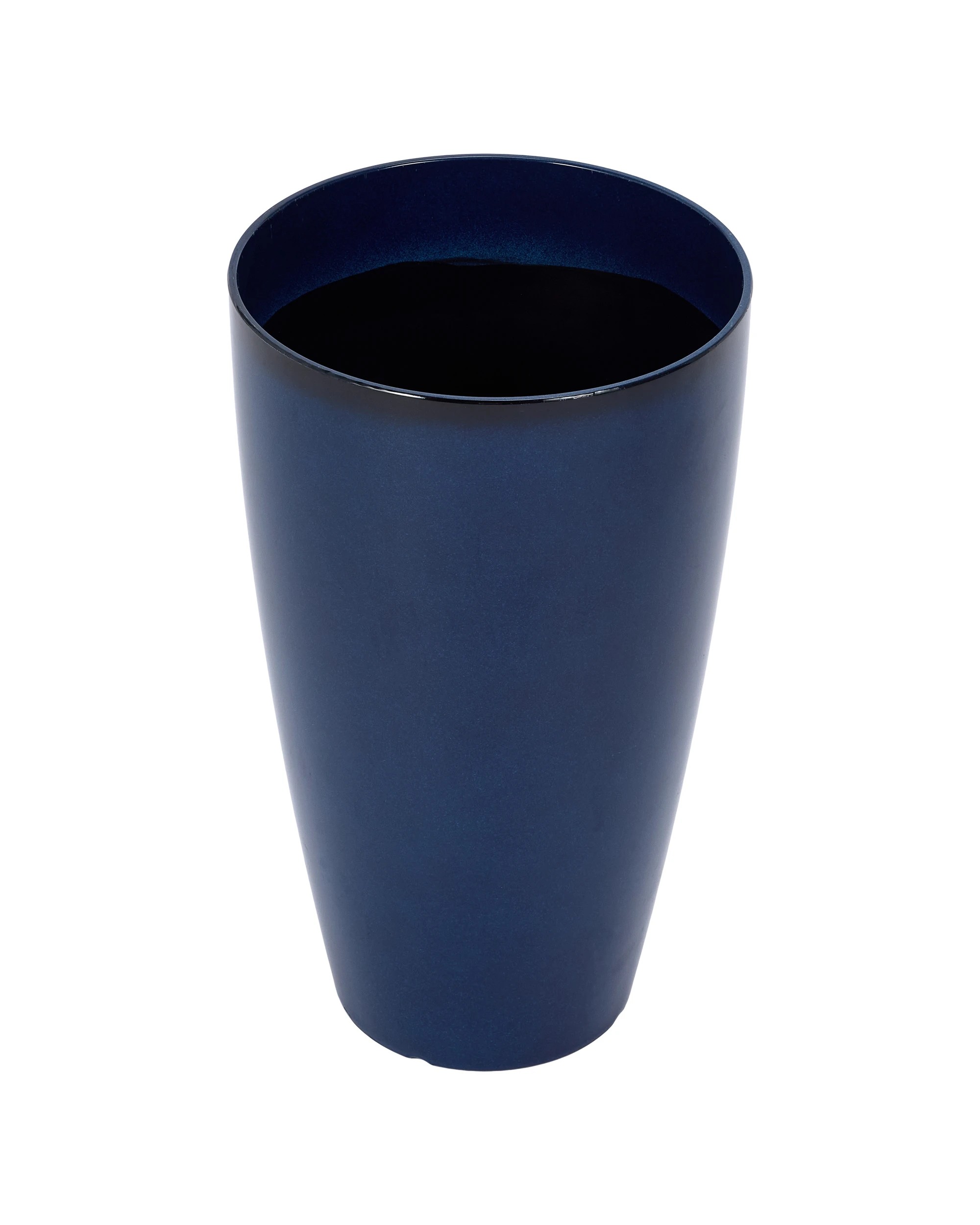 1 27cm Blue Tall Glazed Look Plastic Pot, 1 of 3