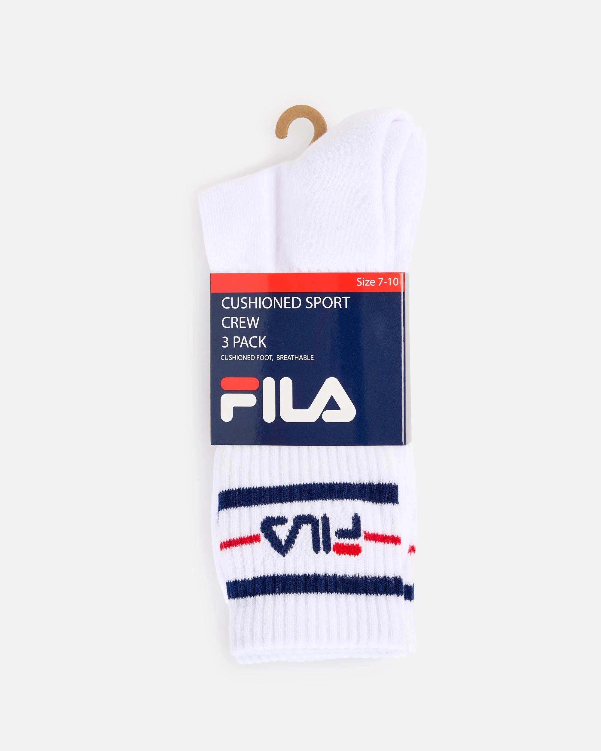 1 Fila Sports Crew 3 Pack Socks WHITE, 1 of 4