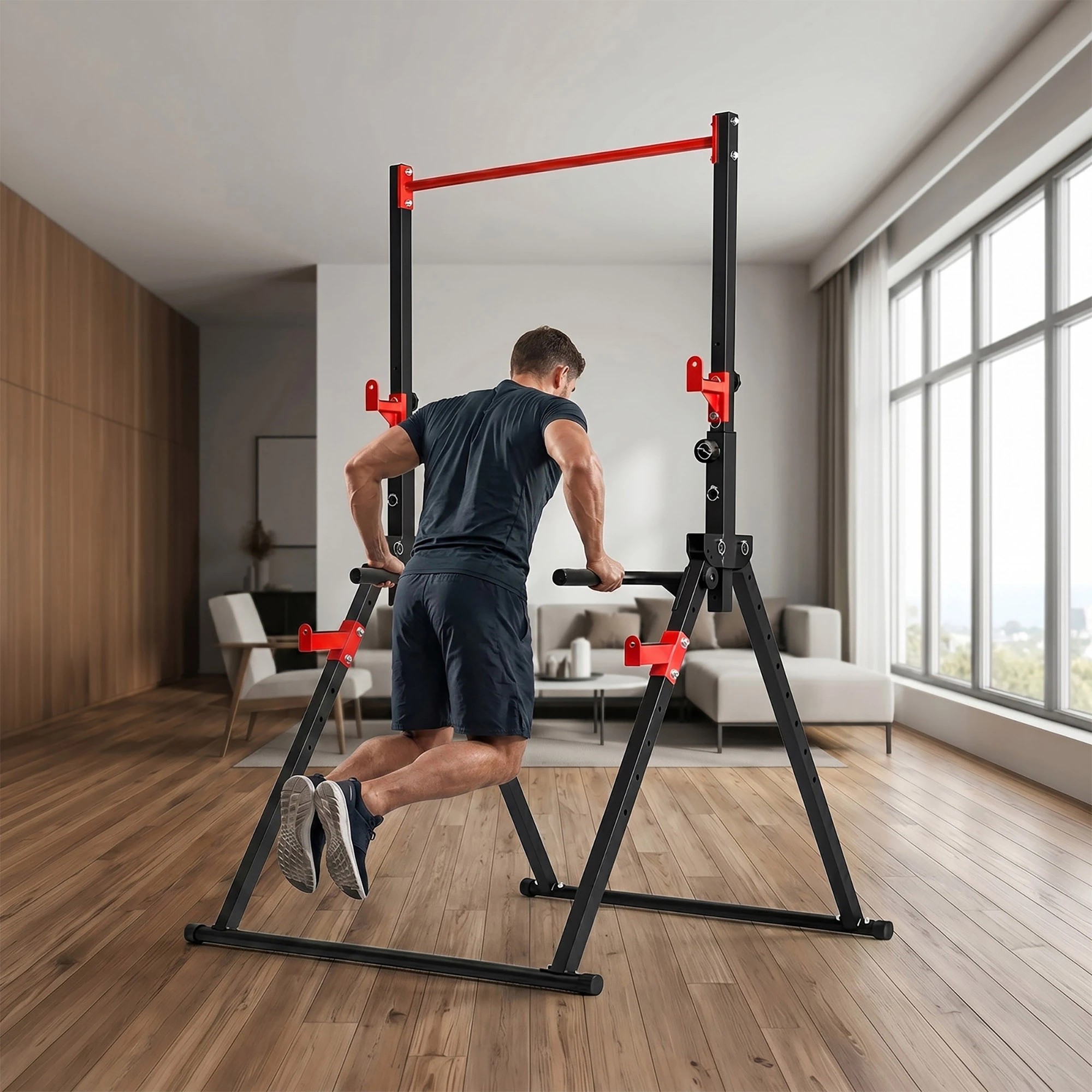 7 Centra Foldable Power Tower Pull Up Dip Station Adjustable Height Home Gym 220kg, 7 of 8