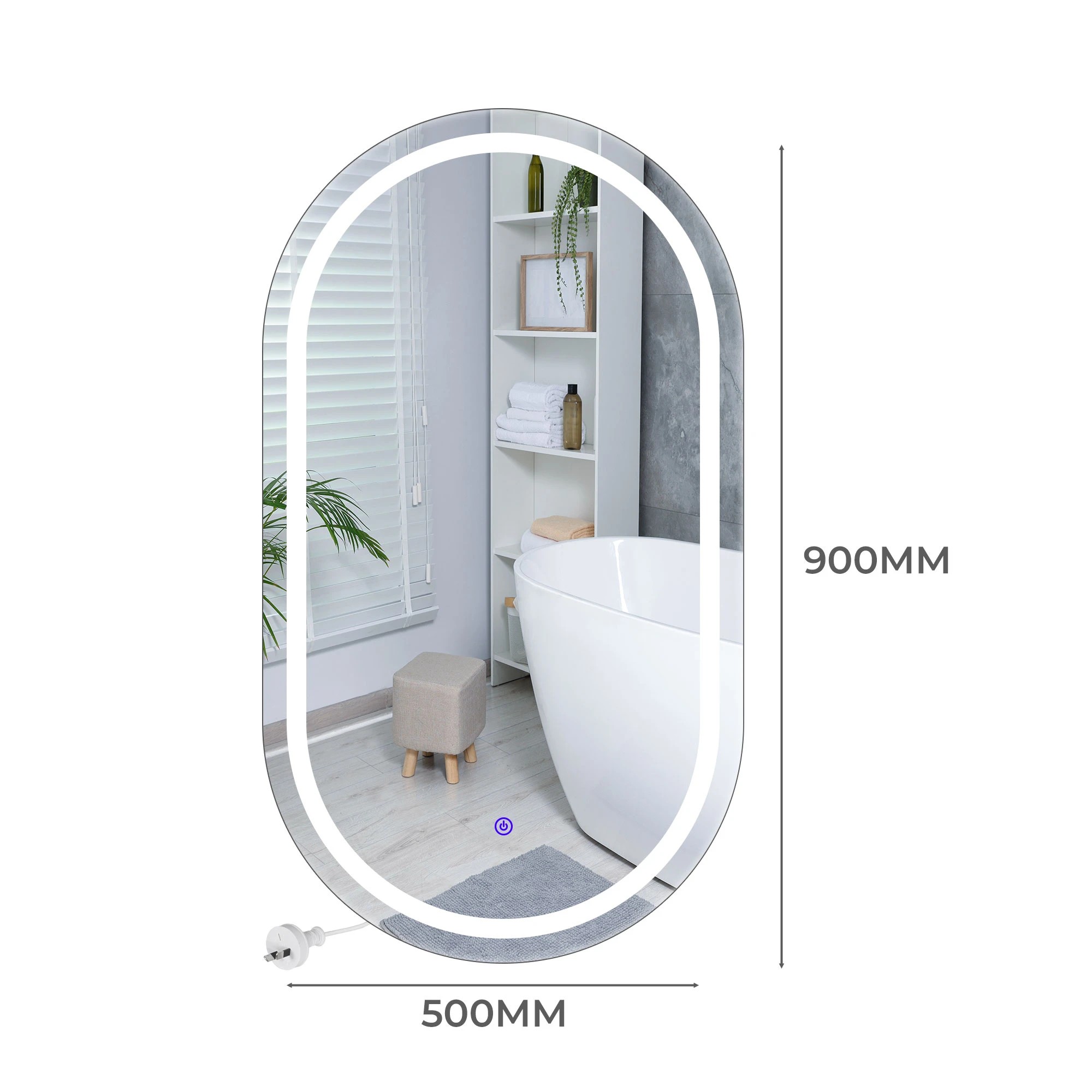 3 Emitto LED Wall Mirror Oval  50x90cm, 3 of 7