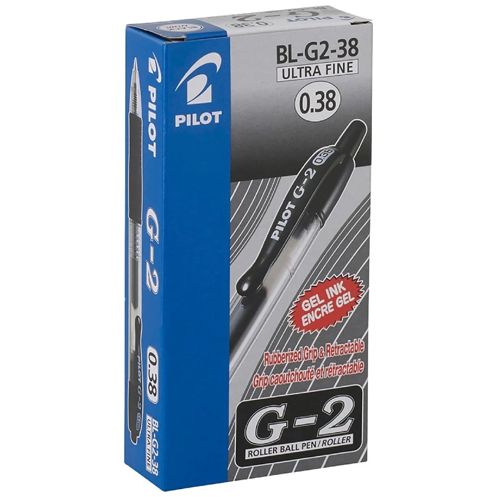 1 PILOT G2 Retractable Gel Pen 0.38mm Black 12 Pack, 1 of 2