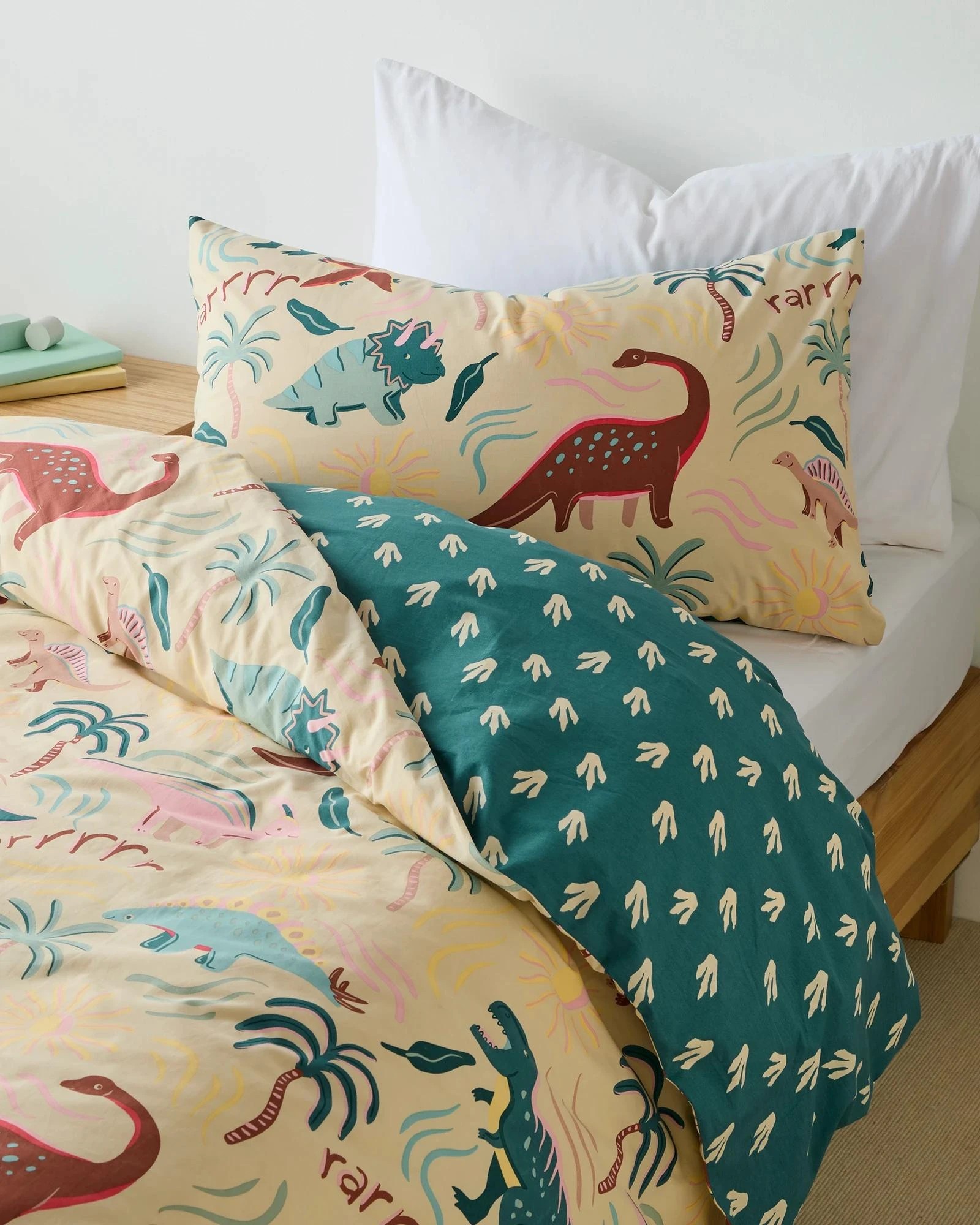 3 Target Xavier Dinosaur Australian Cotton Kids Quilt Cover Set - Single Bed - Green, 3 of 6