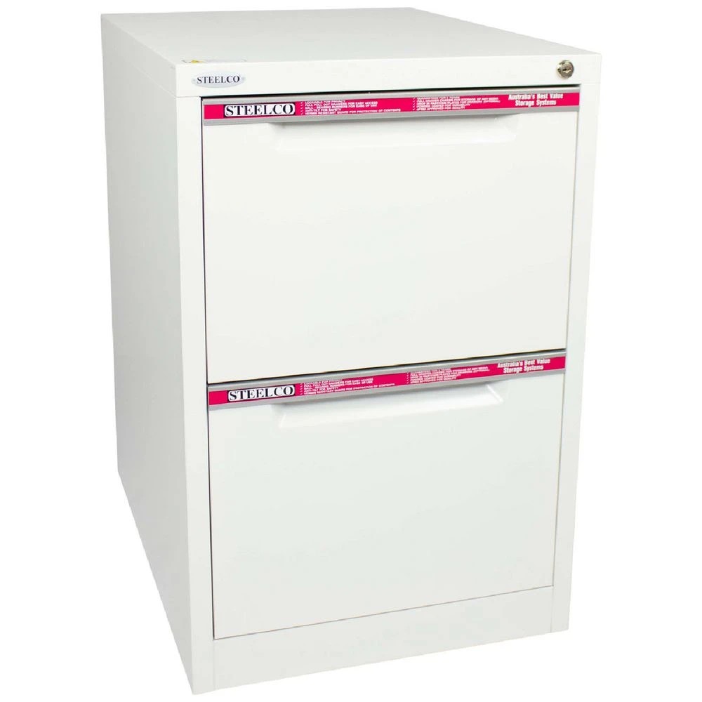 1 Steelco 2 Drawer Filing Cabinet White Satin Cabinets Filing Drawer Cabinets, 1 of 6