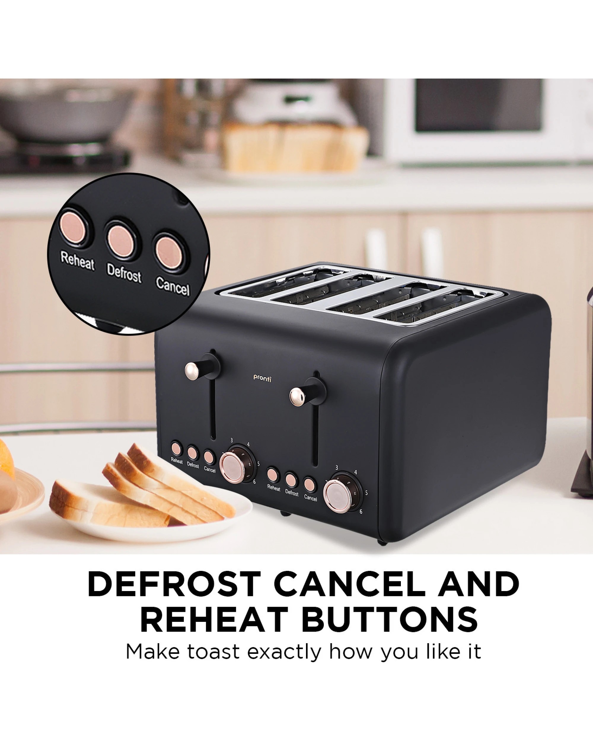 6 Pronti Toaster, Kettle and Coffee Machine Breakfast Set - Black, 6 of 8