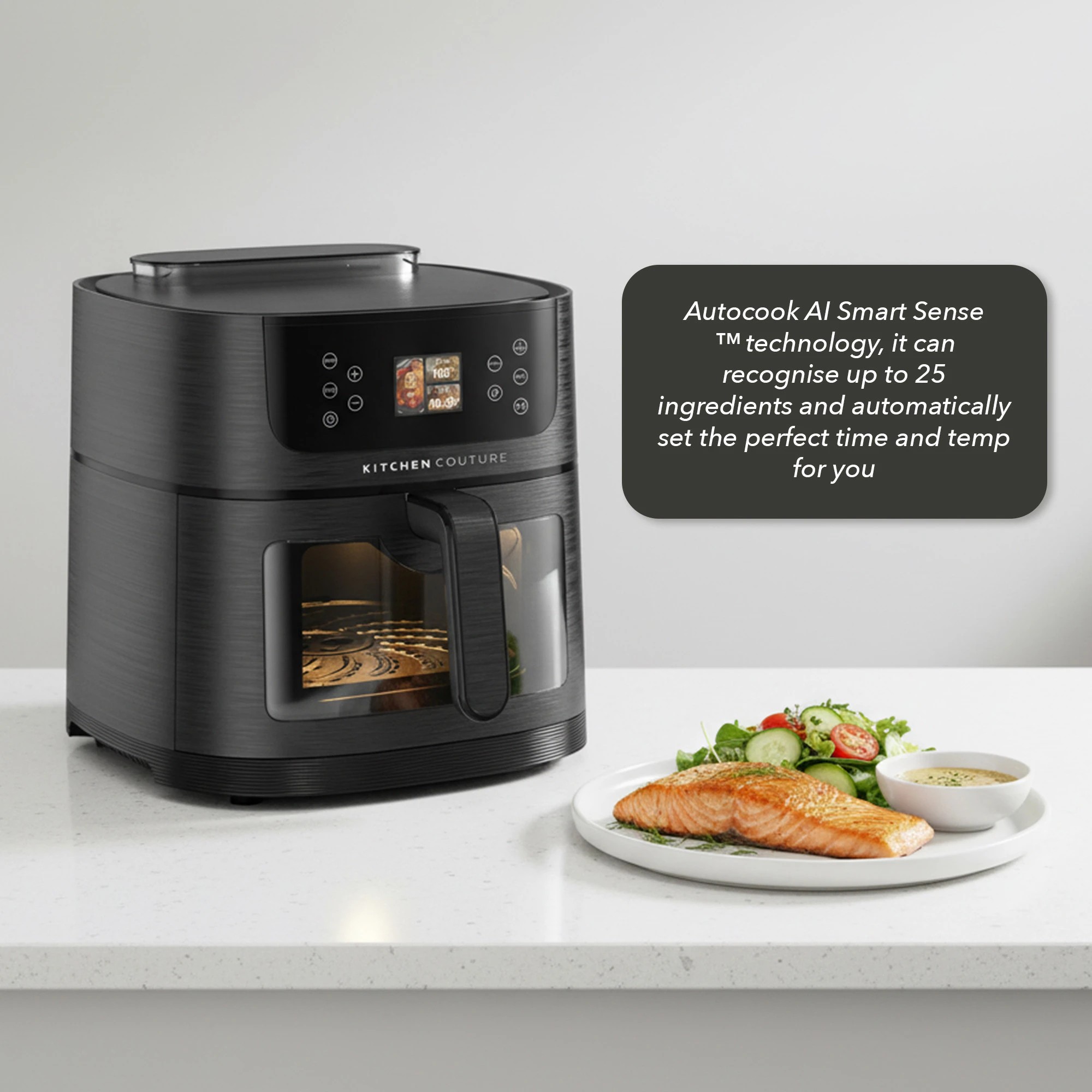 6 Kitchen Couture 8L Ai Smart Sense Ceramic Auto Cooking Air Fryer - Black, 6 of 7