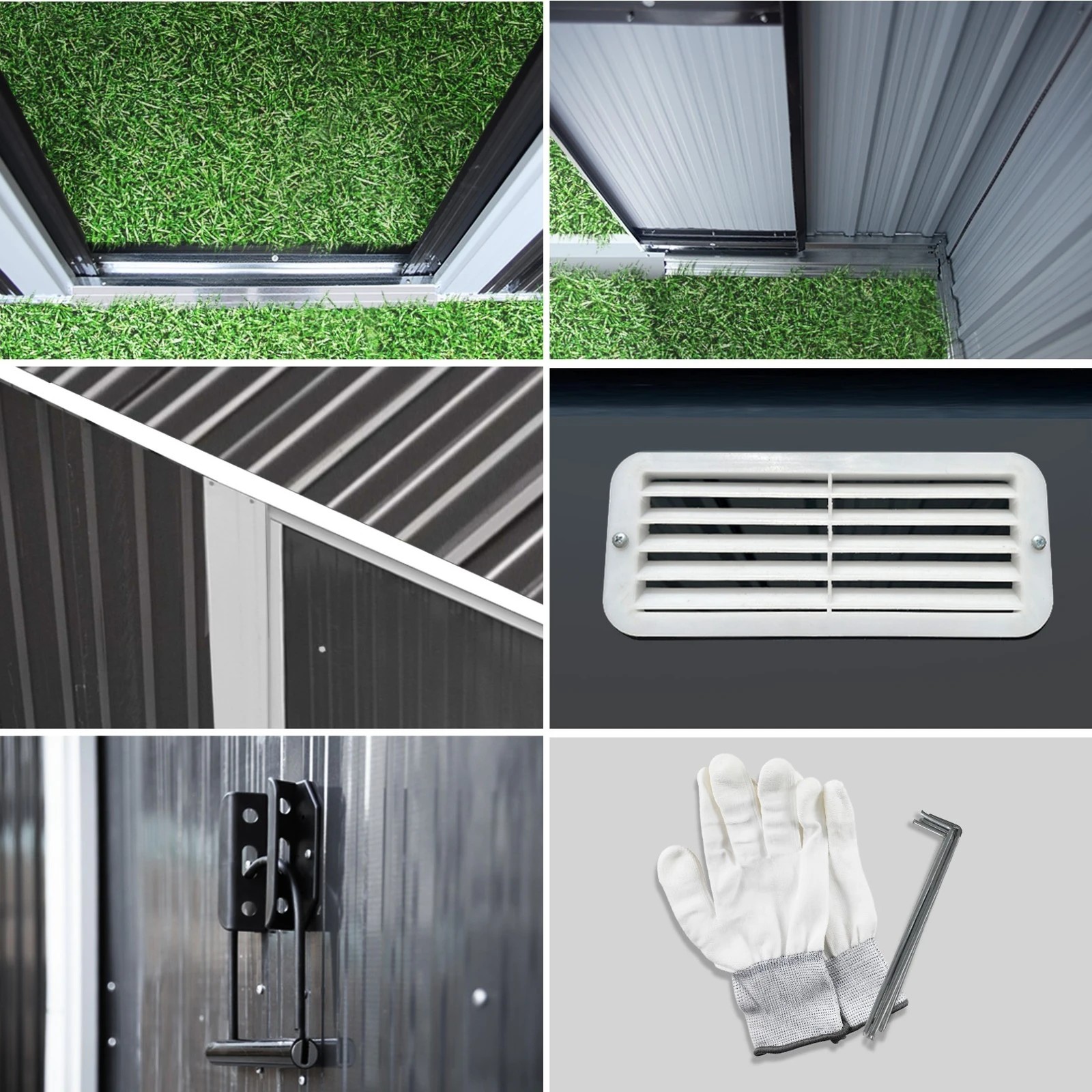 5 Livsip Garden Shed Outdoor Storage Sheds 2.38x1.31M Workshop Cabin Metal House - Grey, 5 of 9