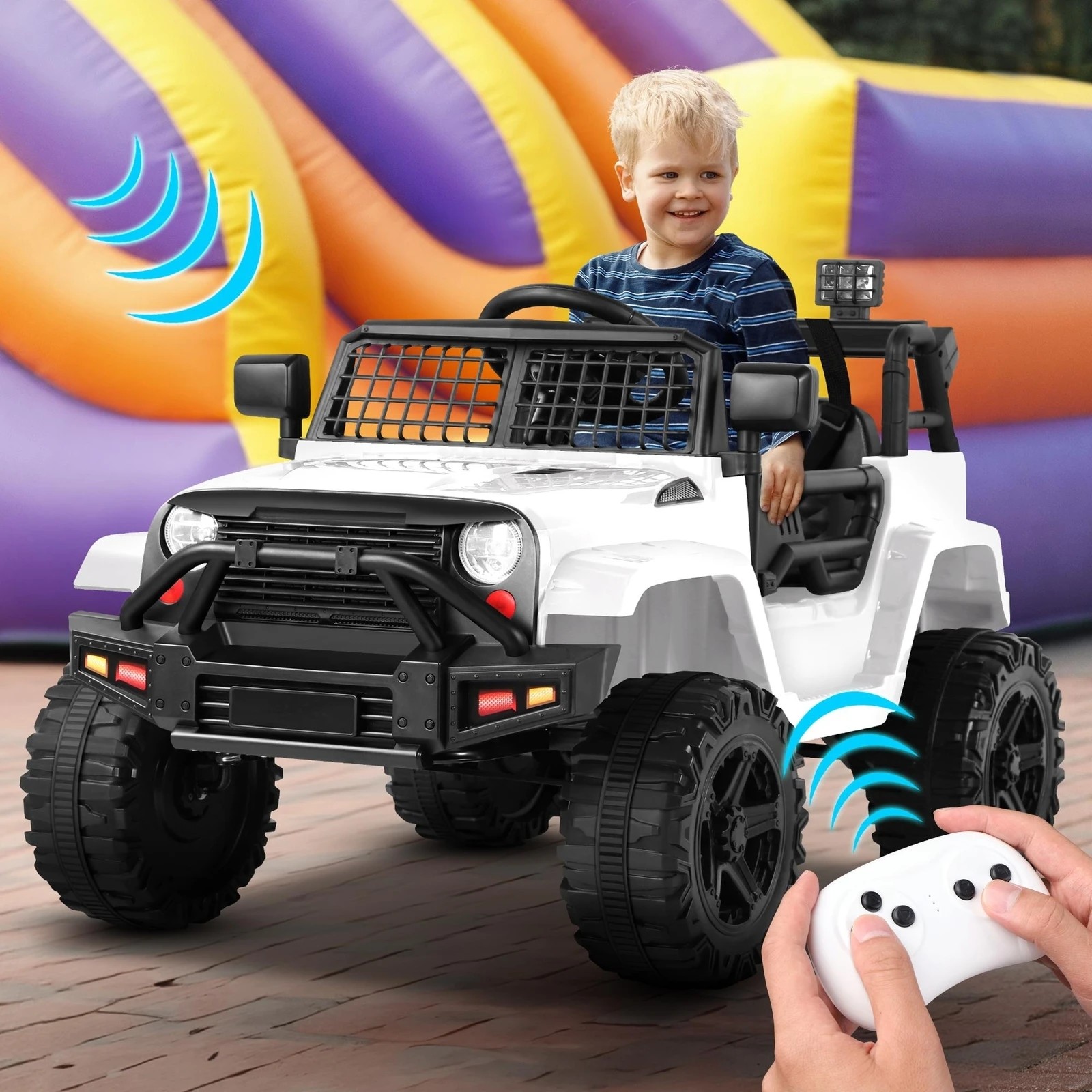 3 Alfordson Kids Ride On Car Toy Jeep Electric 12V 70W Motors R/C LED Lights - White, 3 of 10
