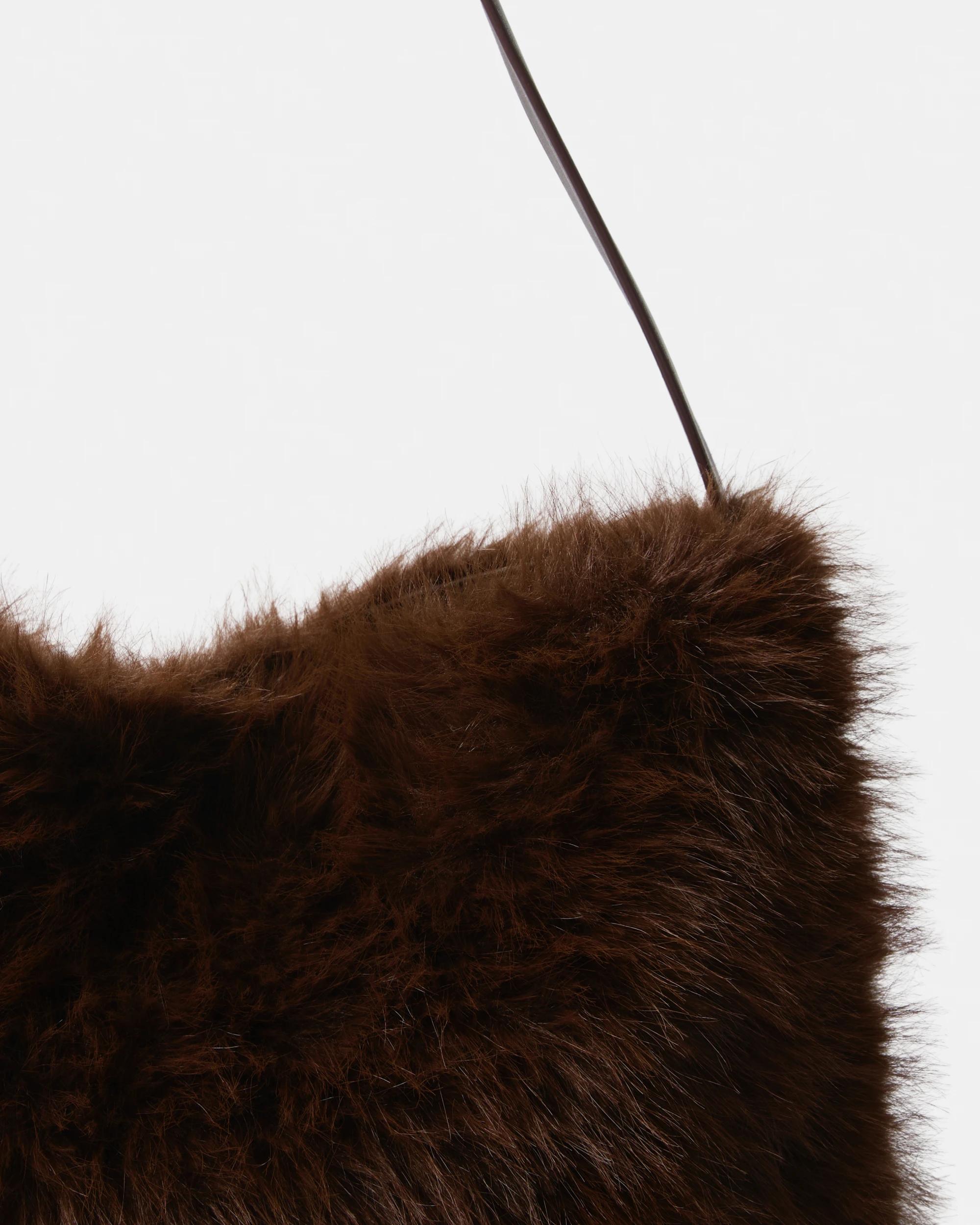 4 Faux Fur Tote Bag Chocolate, 4 of 7