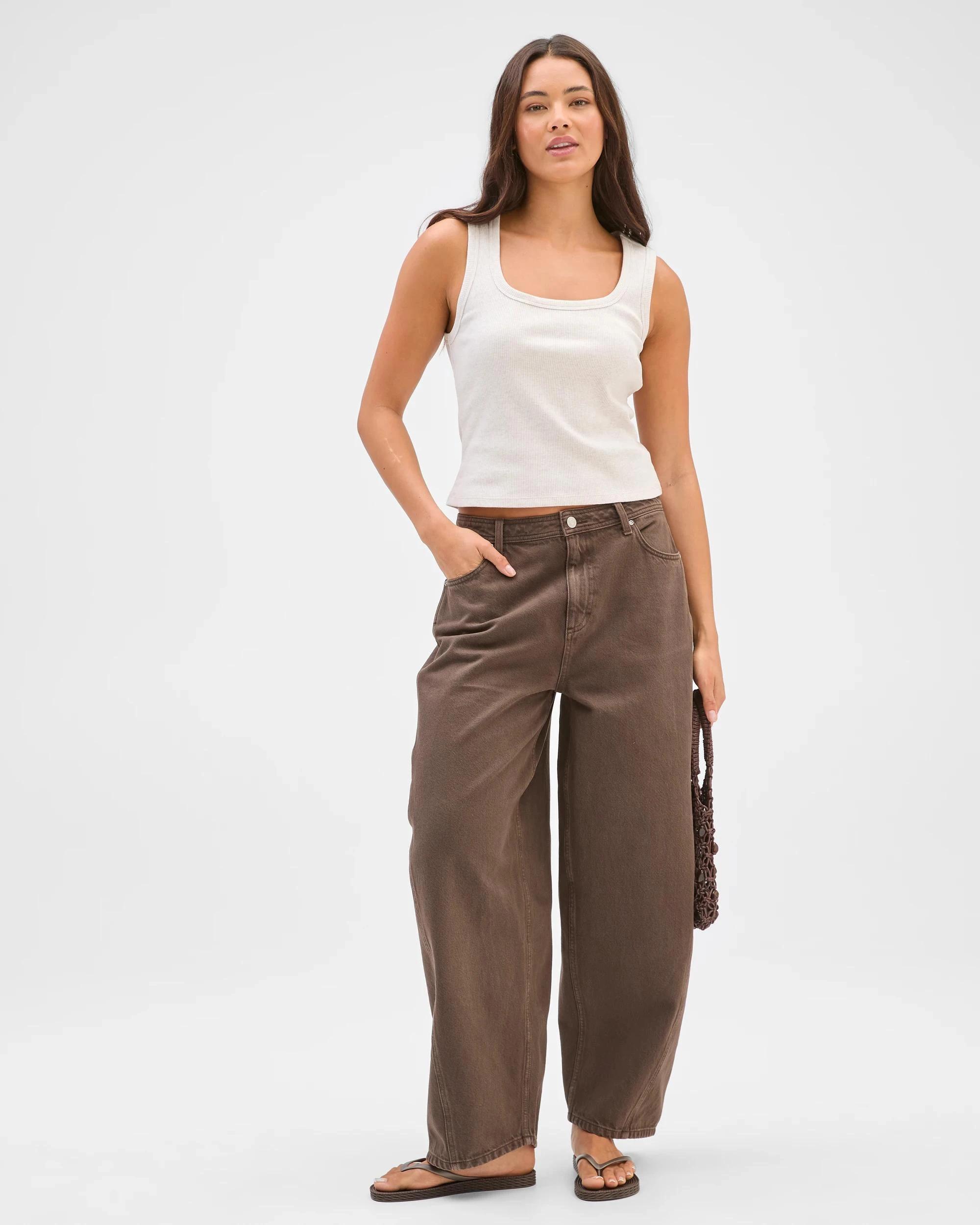 3 Target Woman Lily Loves Australian Cotton Ribbed Scoop Neck Tank Top OATMEAL MARLE, 3 of 6