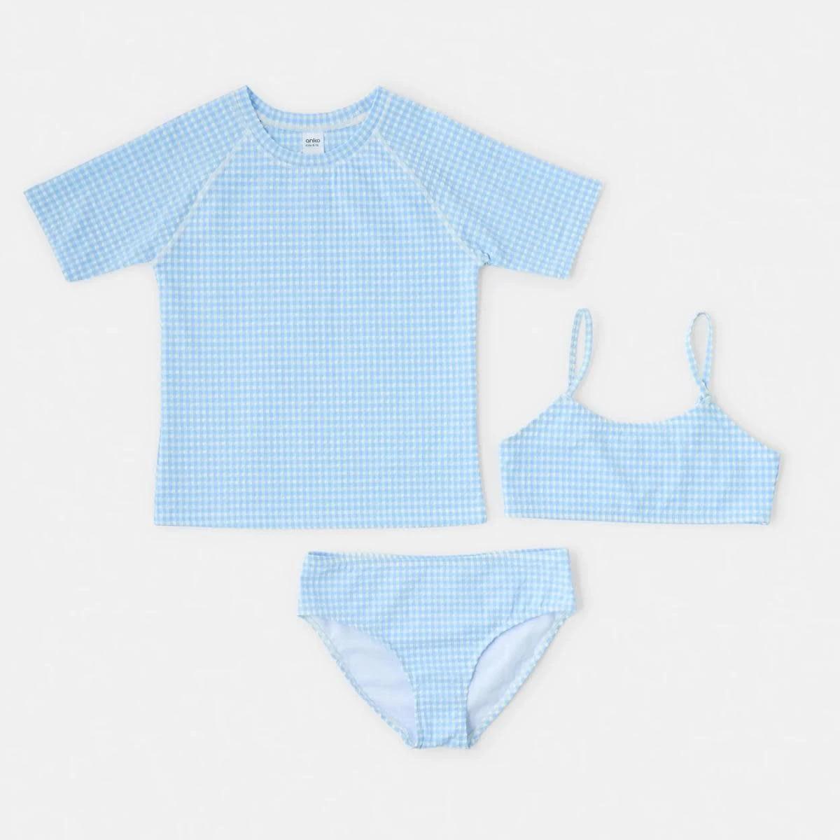 5 3 Piece Swim Set BLUE GINGHAM, 5 of 9