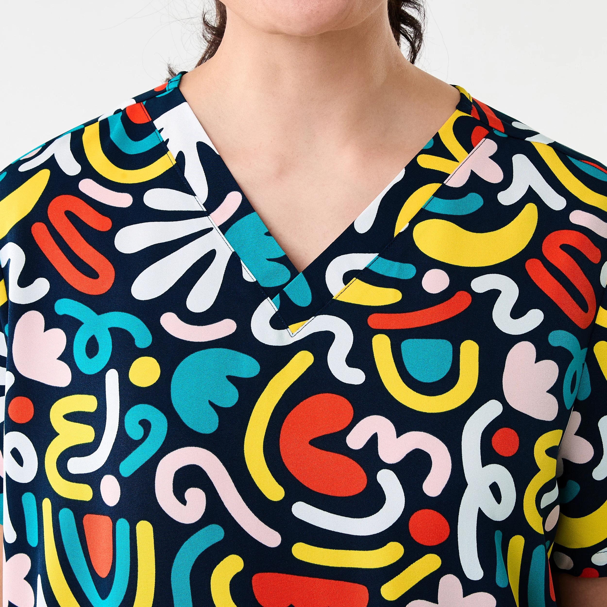 5 Unisex Short Sleeve Print Scrub Top Nvy Abstrc, 5 of 7