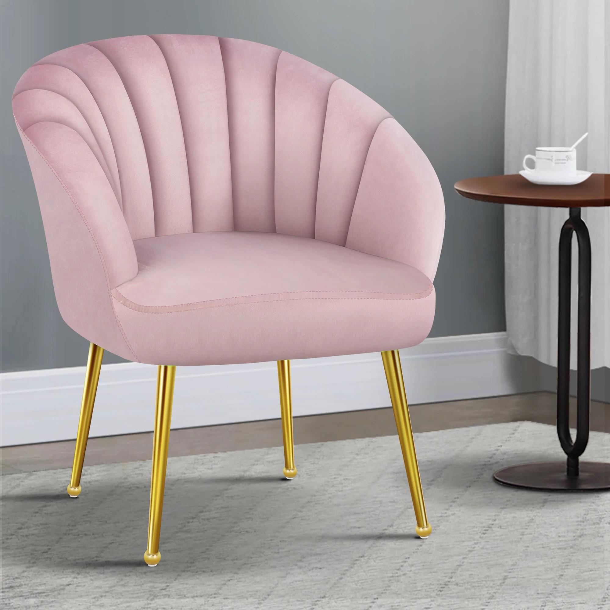 2 Alfordson Armchair Lounge Chair Accent Tub Chair Sofa Couch Velvet - Pink, 2 of 9