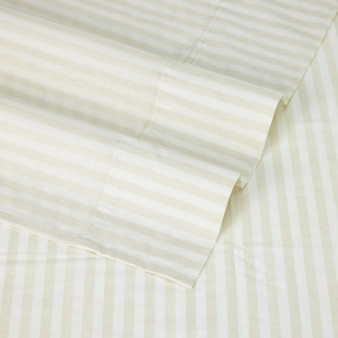 4 250 Thread Count Stripe Cotton Sheet Set - King Bed, Natural, 4 of 7