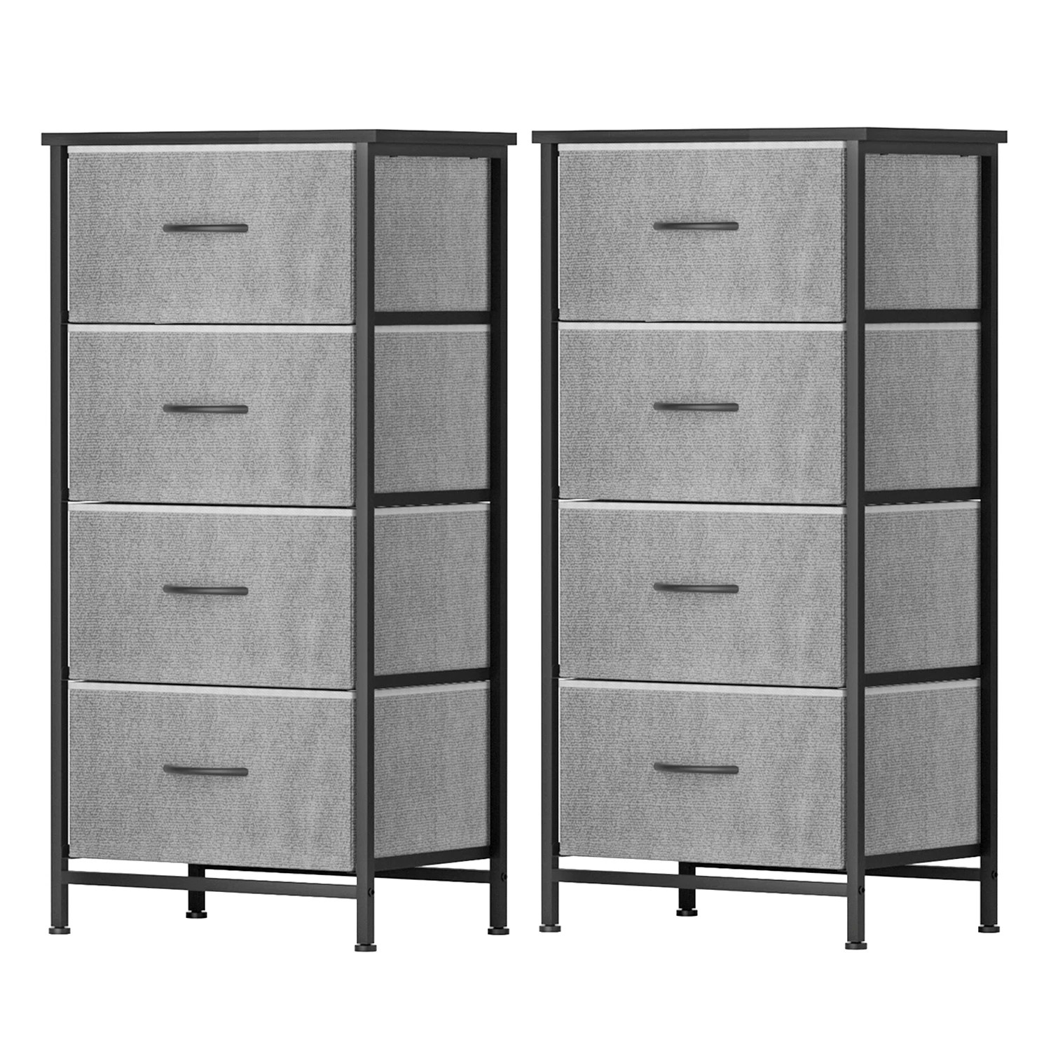 1 Artiss Set of 2 Chest of 4 Drawers Storage Dresser Tallboy - Grey, 1 of 6