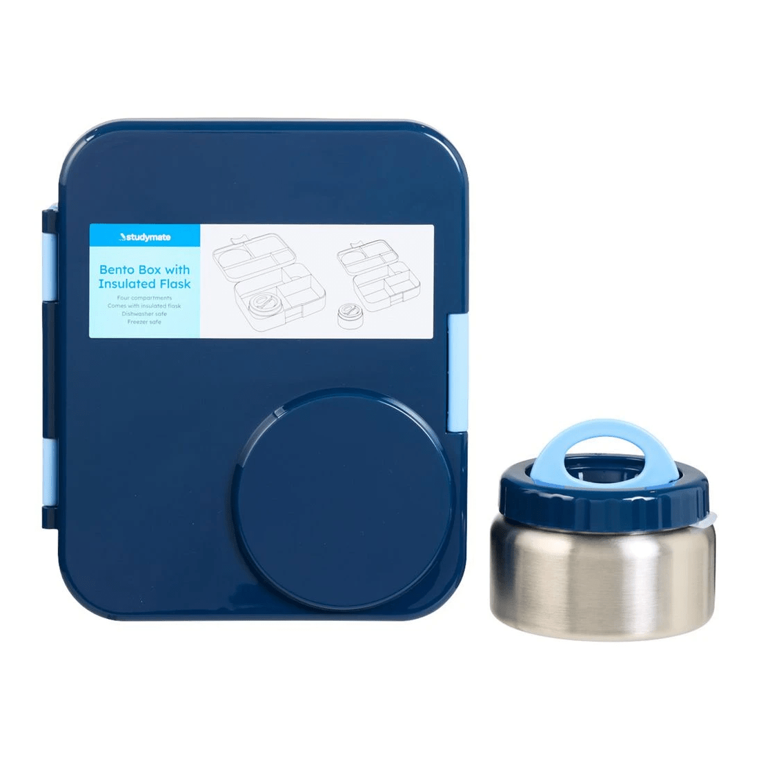 1 Studymate Large Bento Box and Thermos Navy, 1 of 4