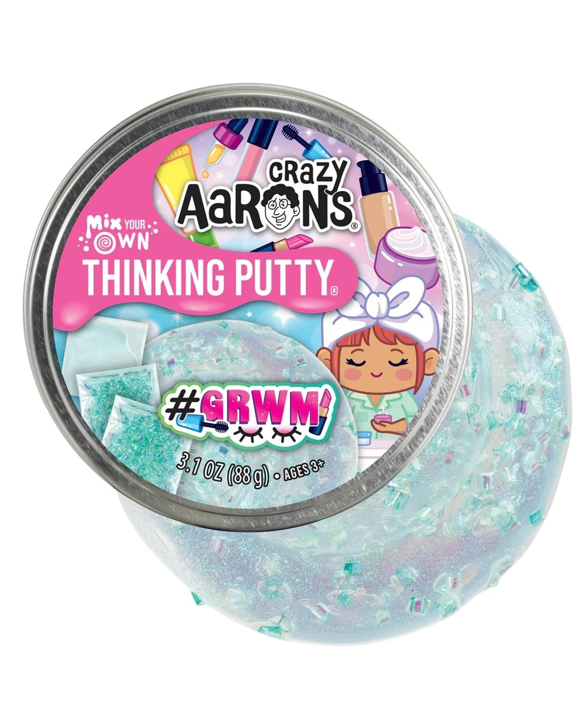 2 Crazy Aaron's Thinking Putty Mix Your Own GRWM Get Ready With Me 4 inch Tin, 2 of 5