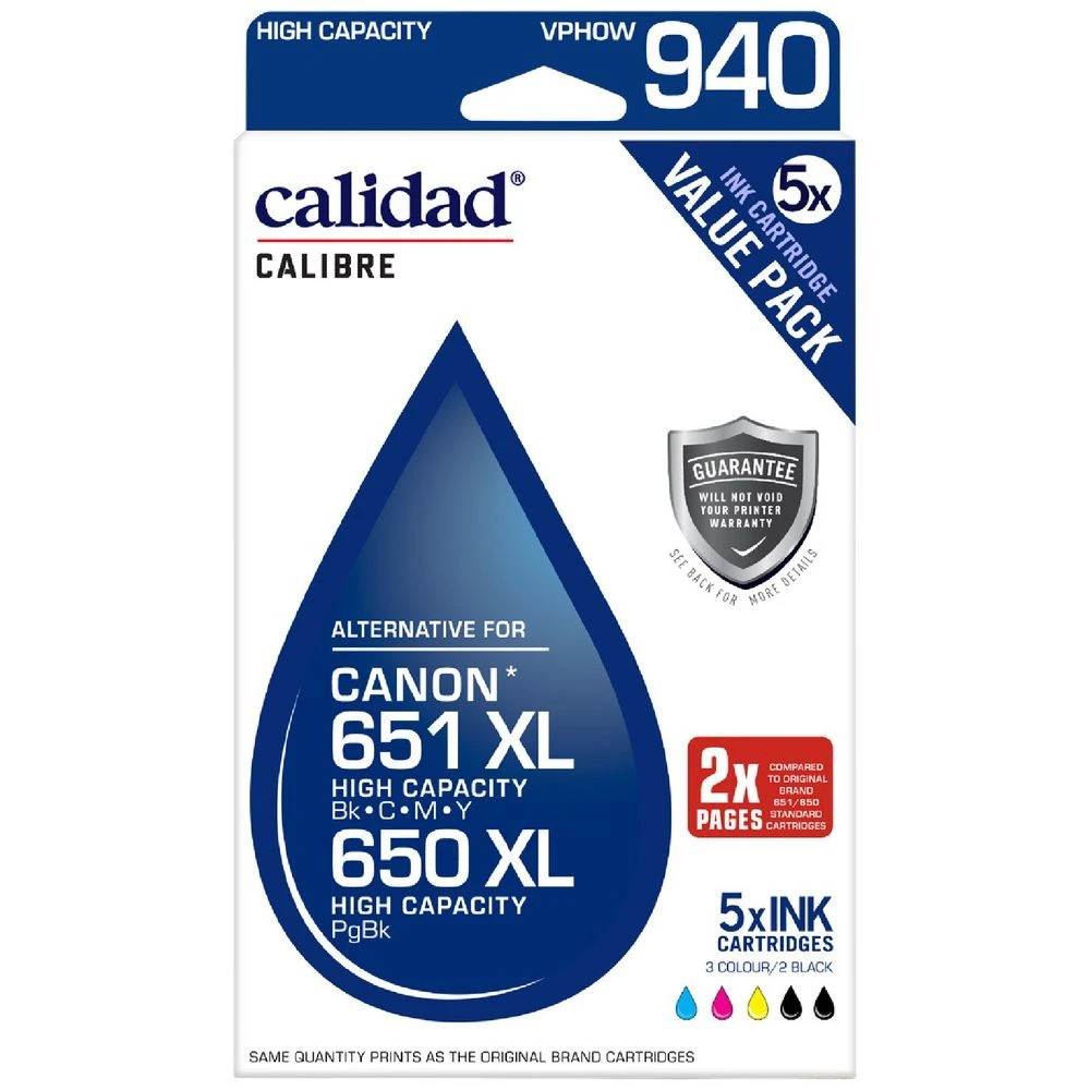 1 Calidad Compatible Canon 650 XL/651 XL Ink Cartridge 5 Pack, 1 of 7
