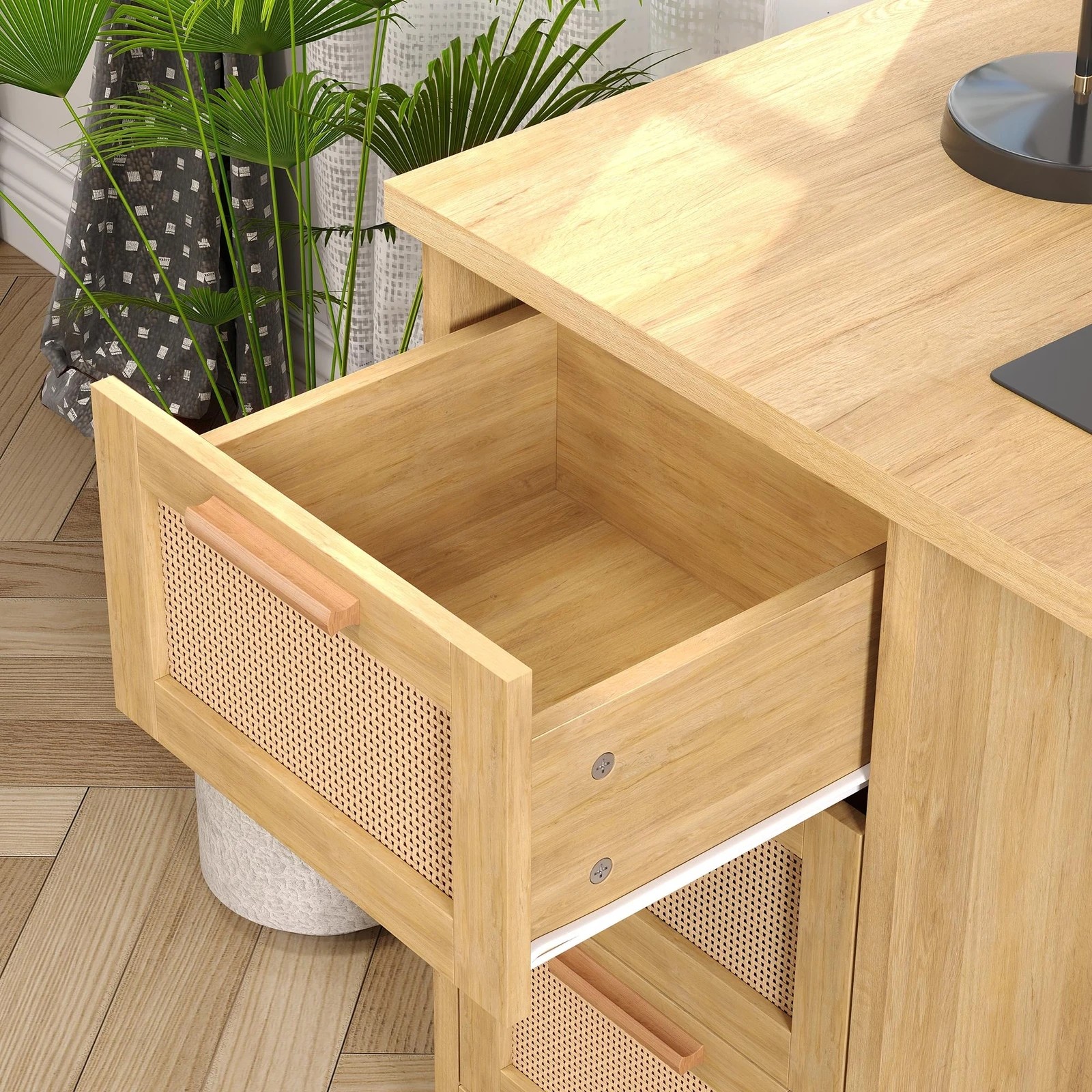 7 Alfordson Computer Desk Drawers Office Laptop PC Study Table Shelf - Oak, 7 of 10