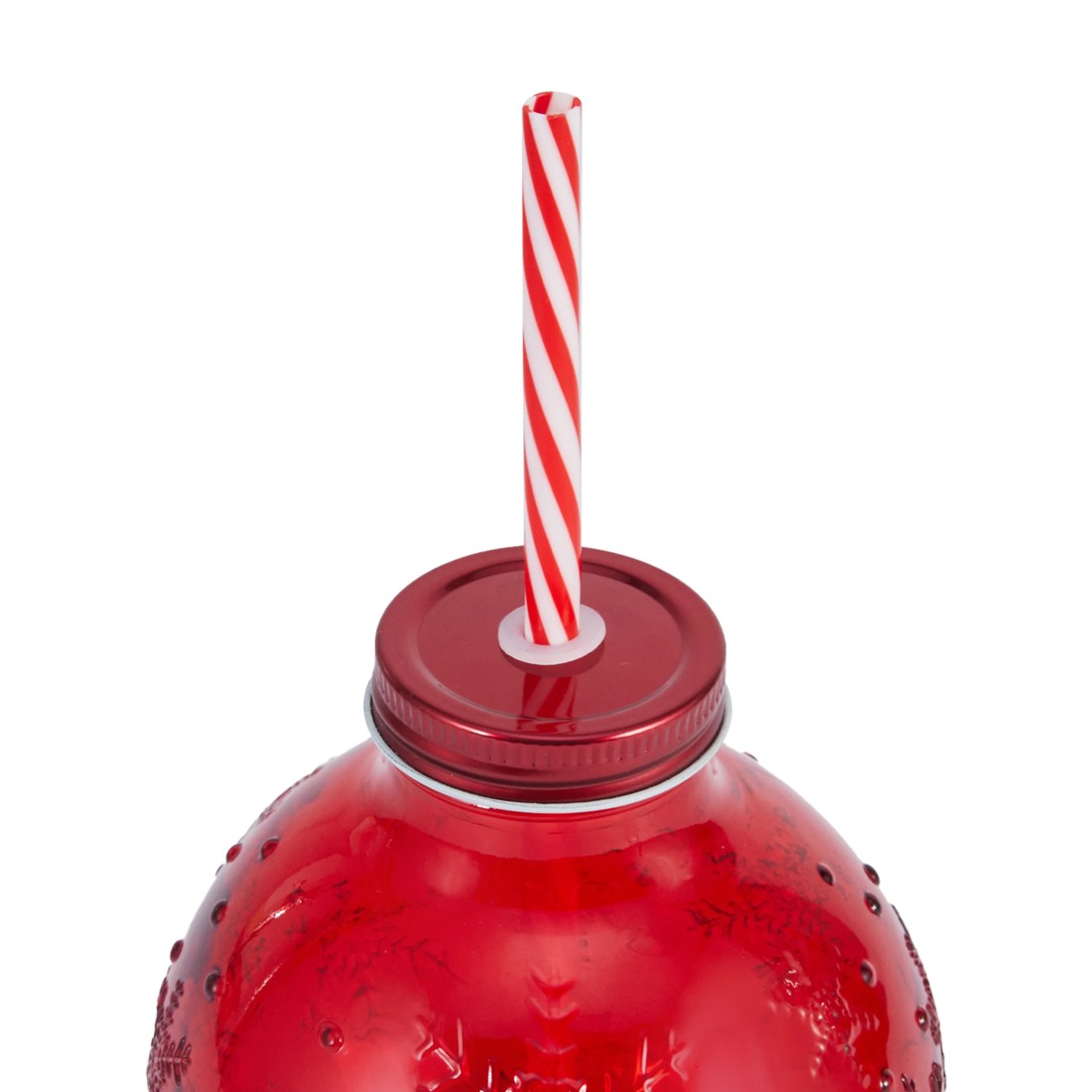 3 Red Bauble Drink Jar and Straw, 3 of 7