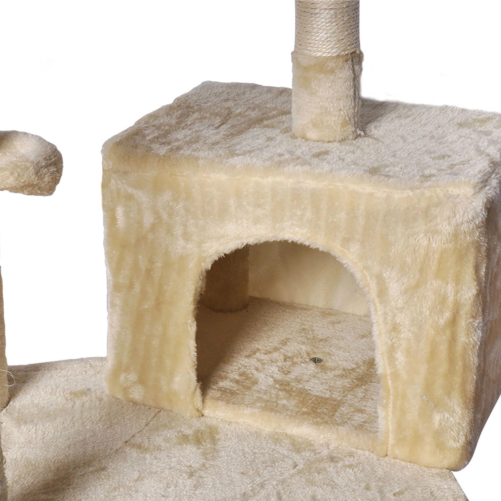 4 Pawz Cat Tree Toy Scratching Post Scratcher Tower Condo Wooden House Cream 130cm, 4 of 6