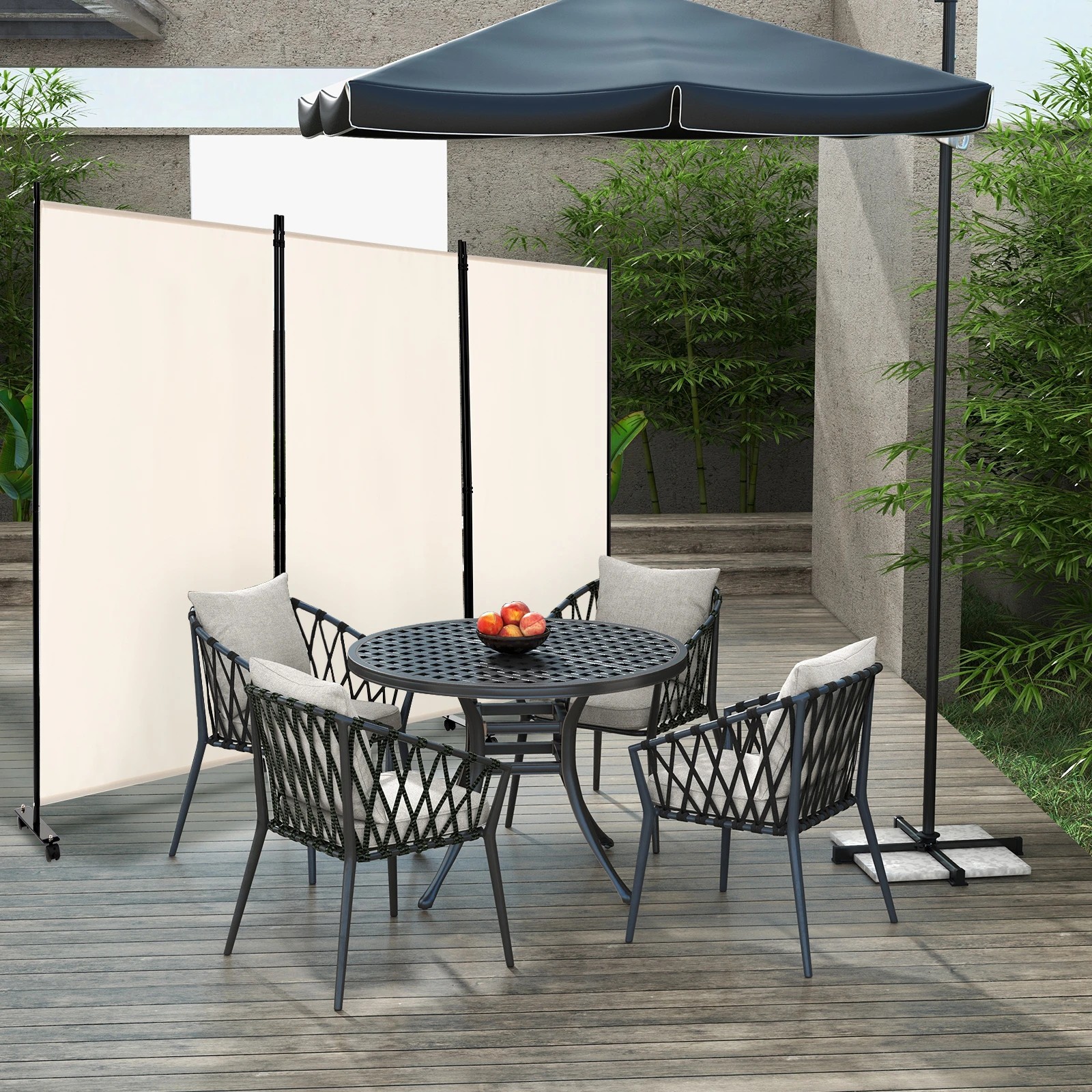 2 Costway 3 Panels Folding Tall Room Divider Mobile Privacy Screen Wall Partition Home Office - White, 2 of 3