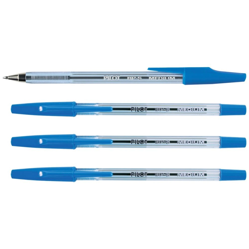 3 PILOT BP-S Ballpoint Pen Medium 1mm Blue 4 Pack, 3 of 8