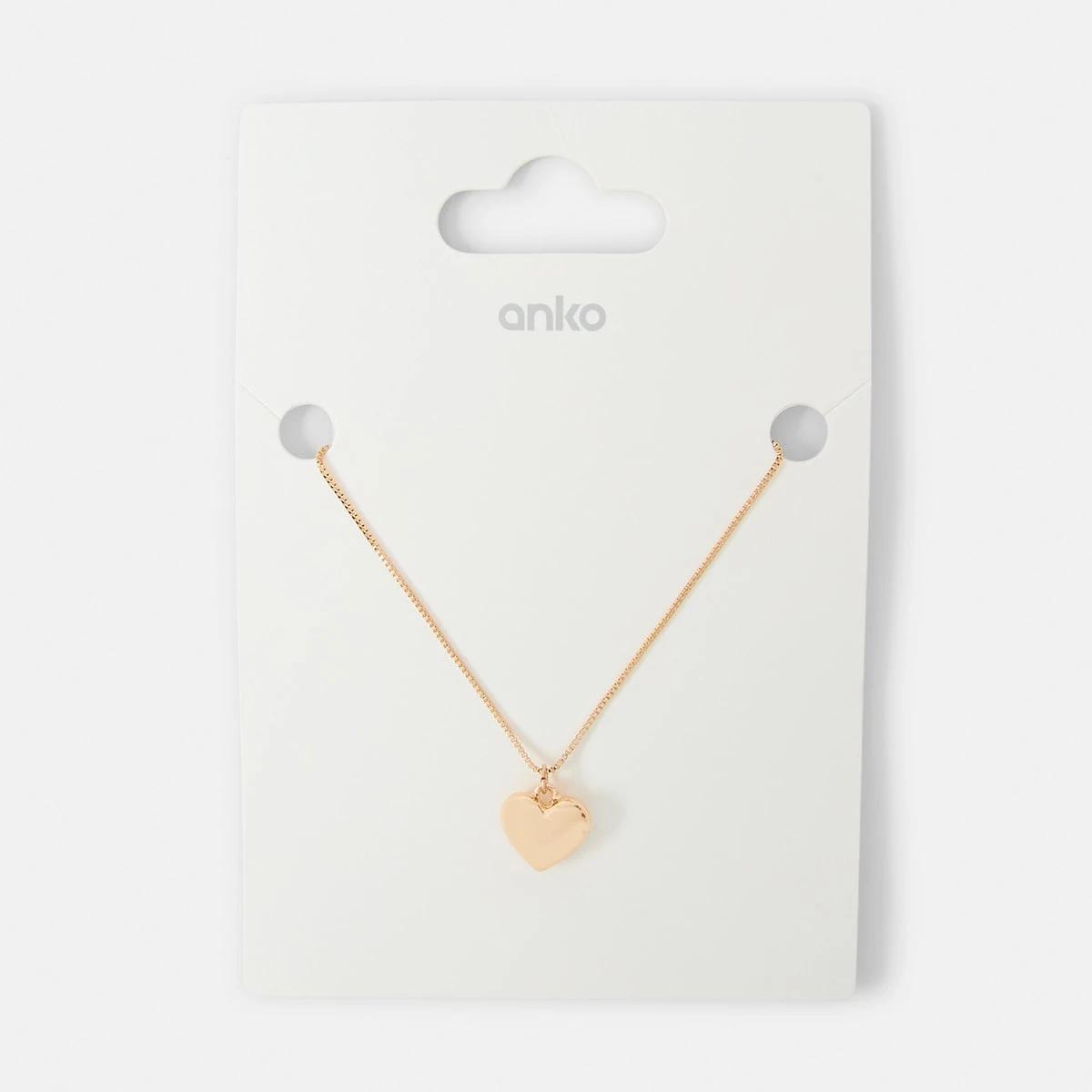 4 Basic Heart Pendant Necklace - Gold Tone Gold, 4 of 4