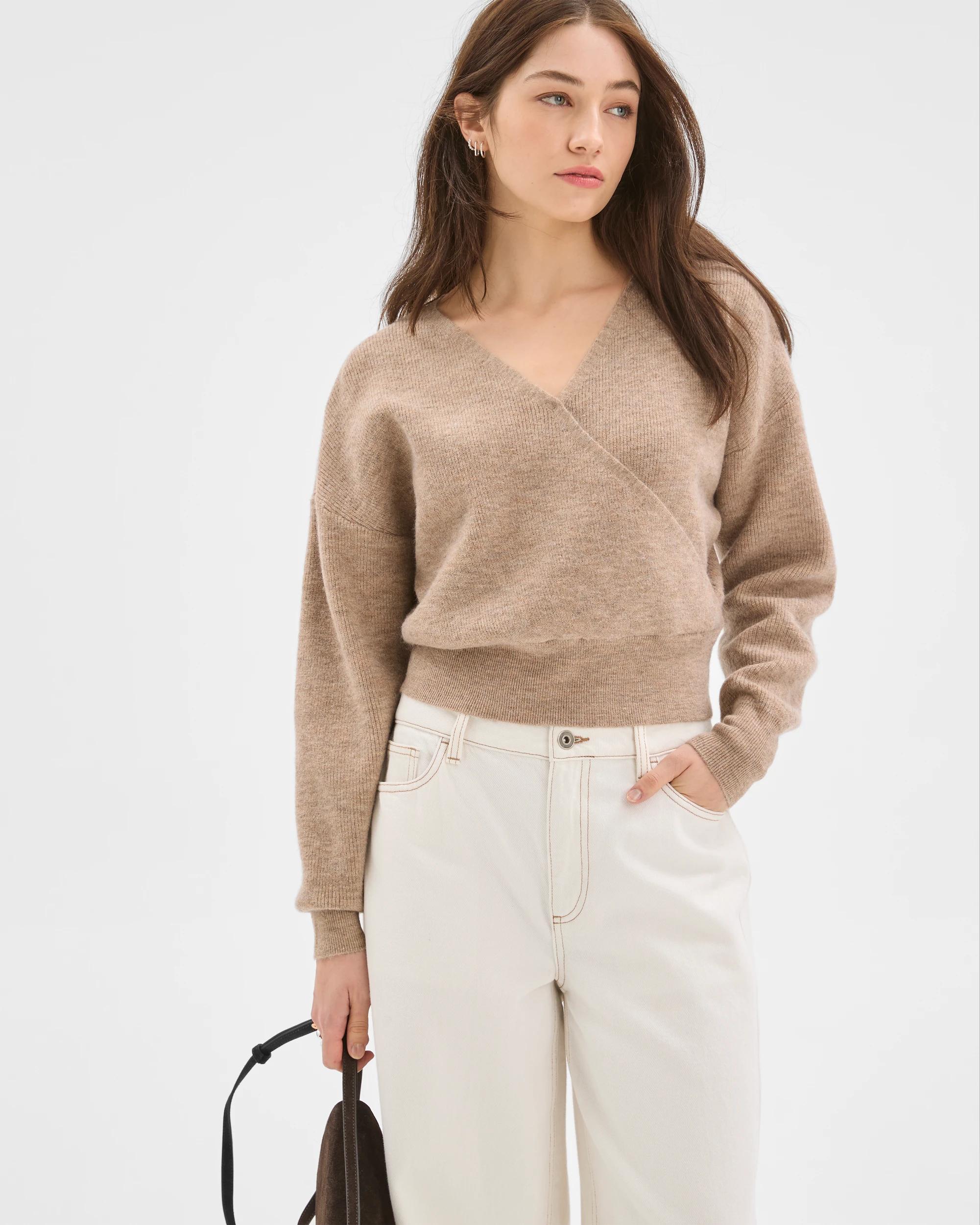 1 Lily Loves Wrap Jumper PINE NUT MARLE, 1 of 6