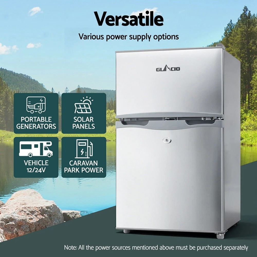 10 Glacio 65L Portable Fridge Freezer Bar Upright 12V/24V/240V Camping Caravan - Silver, 10 of 10