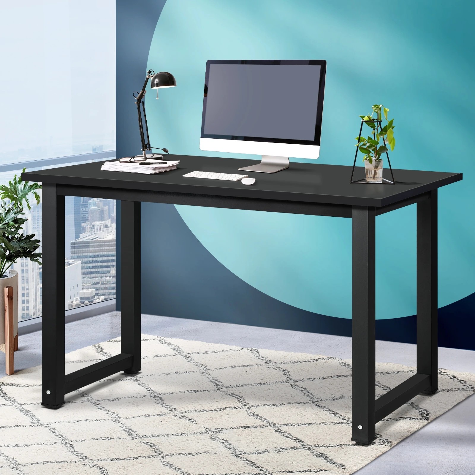 2 Oikiture Computer Desk Home Office Table Study Workstation Laptop Desks 120cm
 - Black, 2 of 7