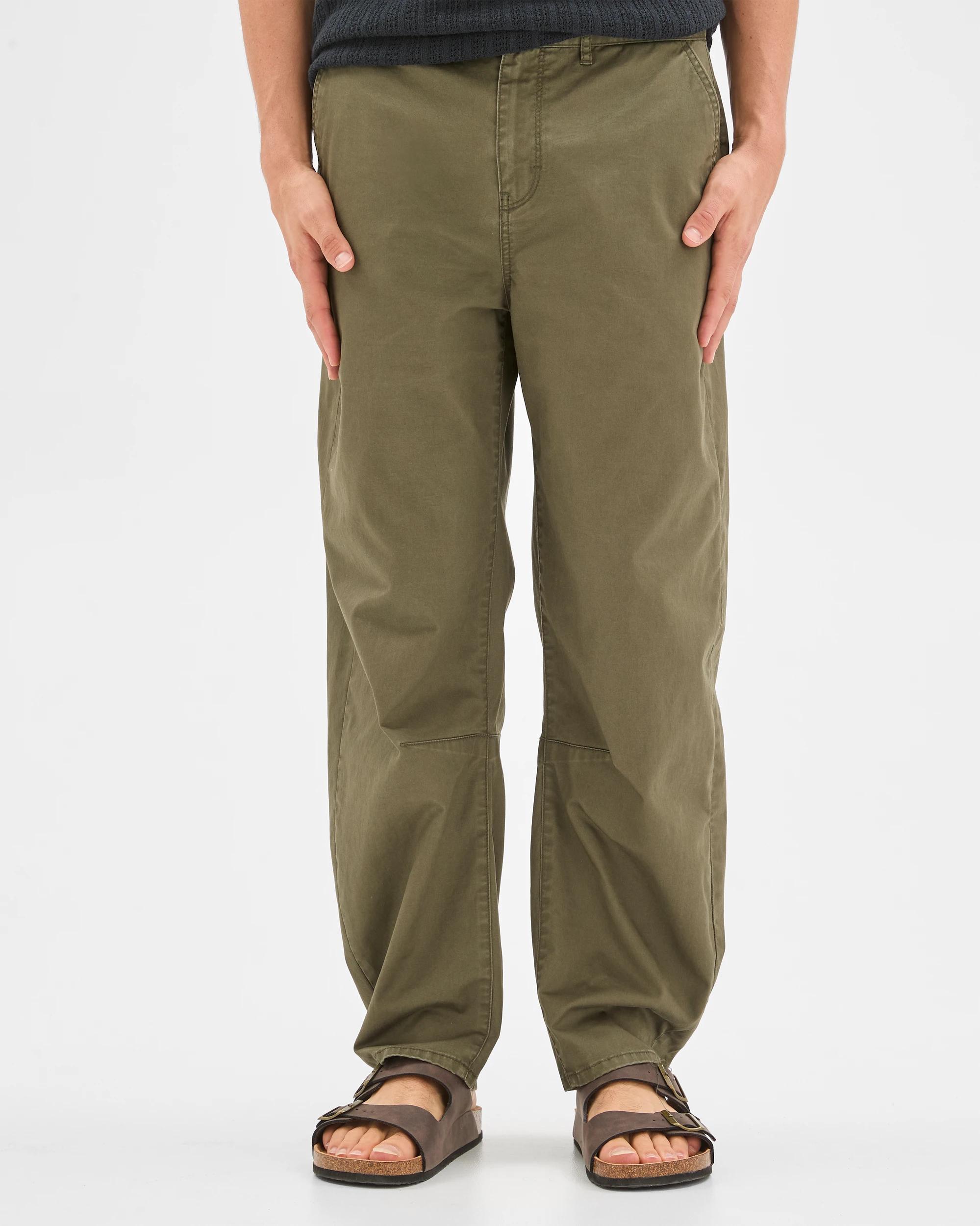 3 Commons Australian Cotton Barrel Leg Pants KHAKI GREEN, 3 of 6