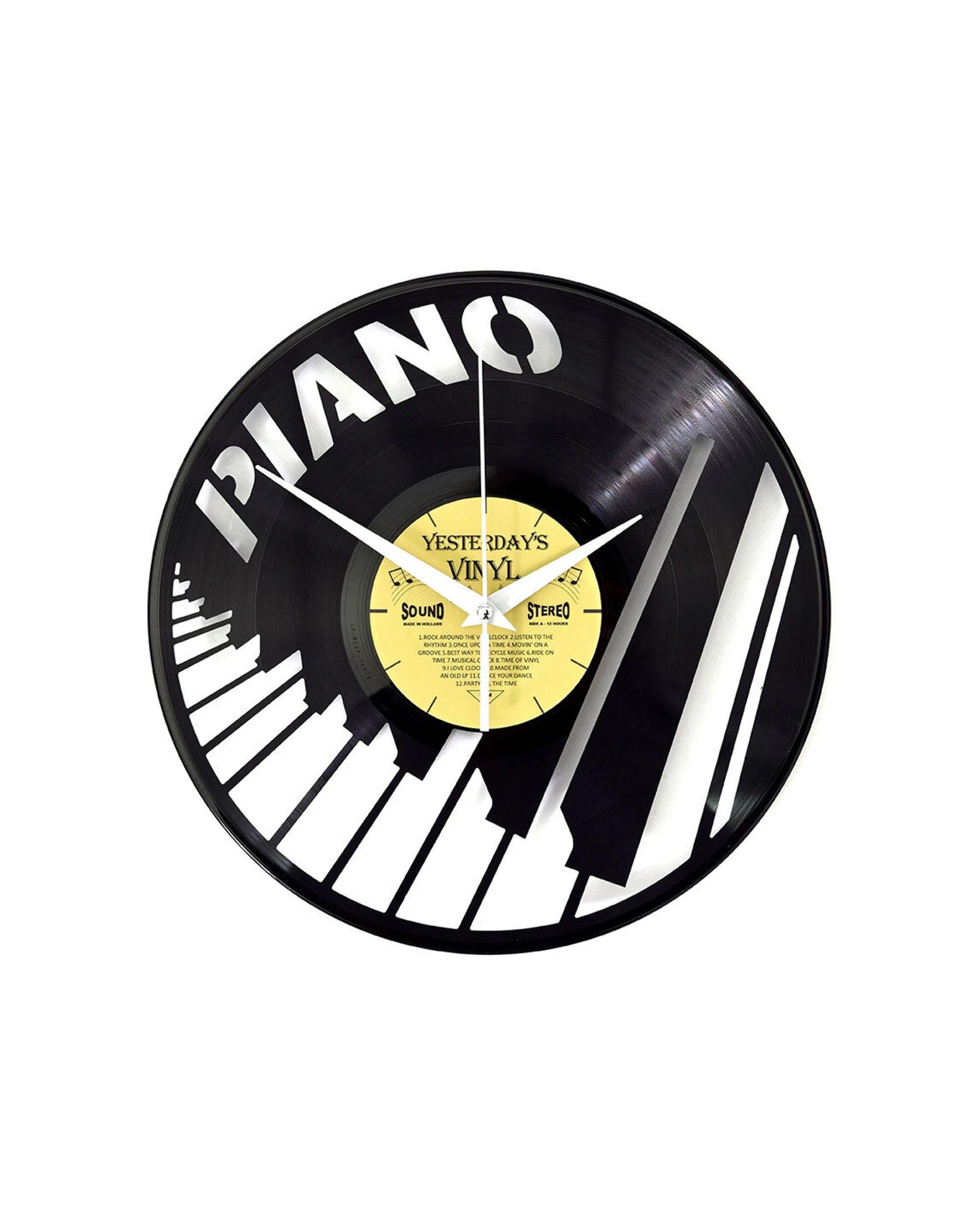 1 Yesterday's Vinyl Record Music Lover 30cm Memorabilia Clock Piano - Black, 1 of 3