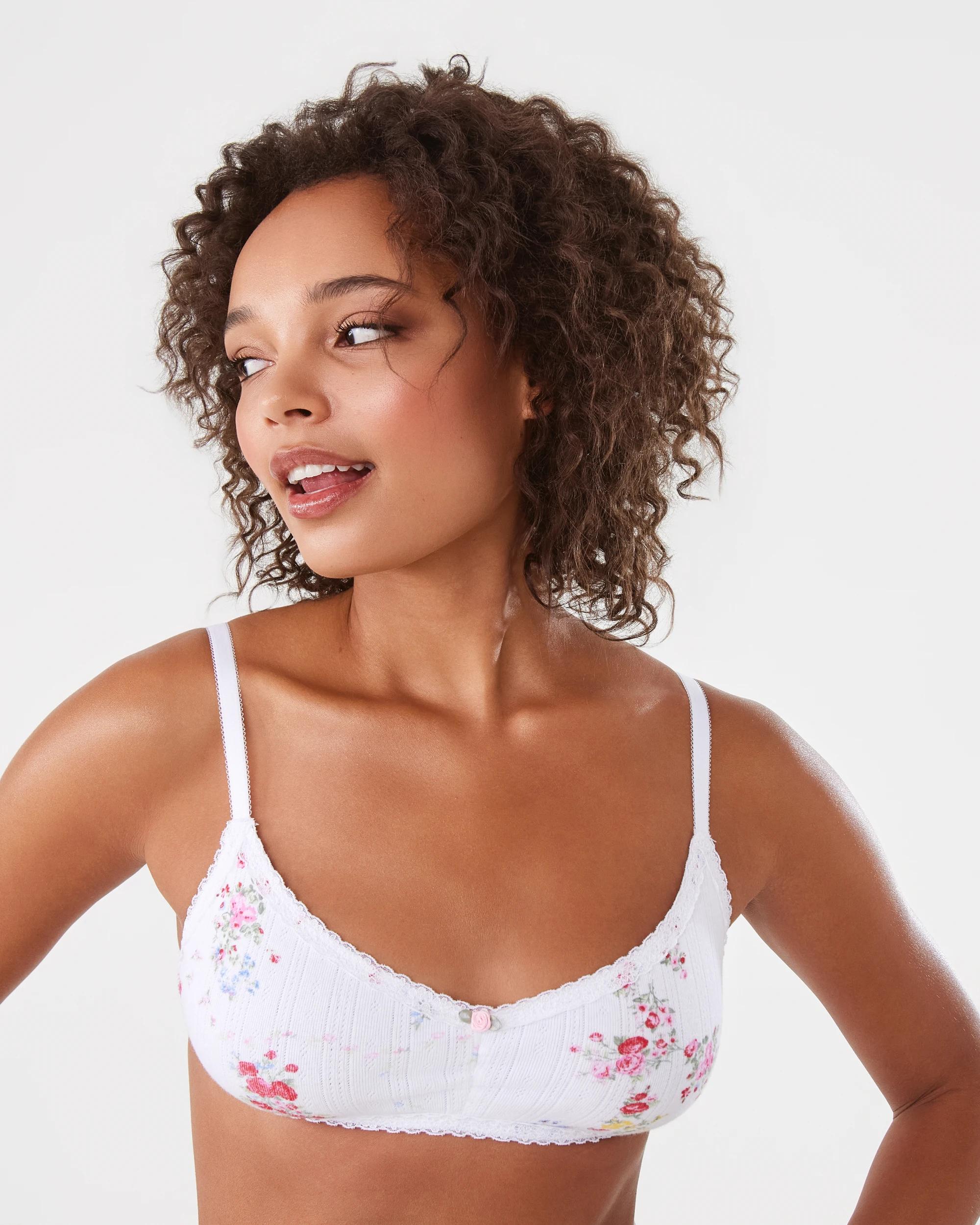 1 Pointelle Lace Trim Crop Vint Florl