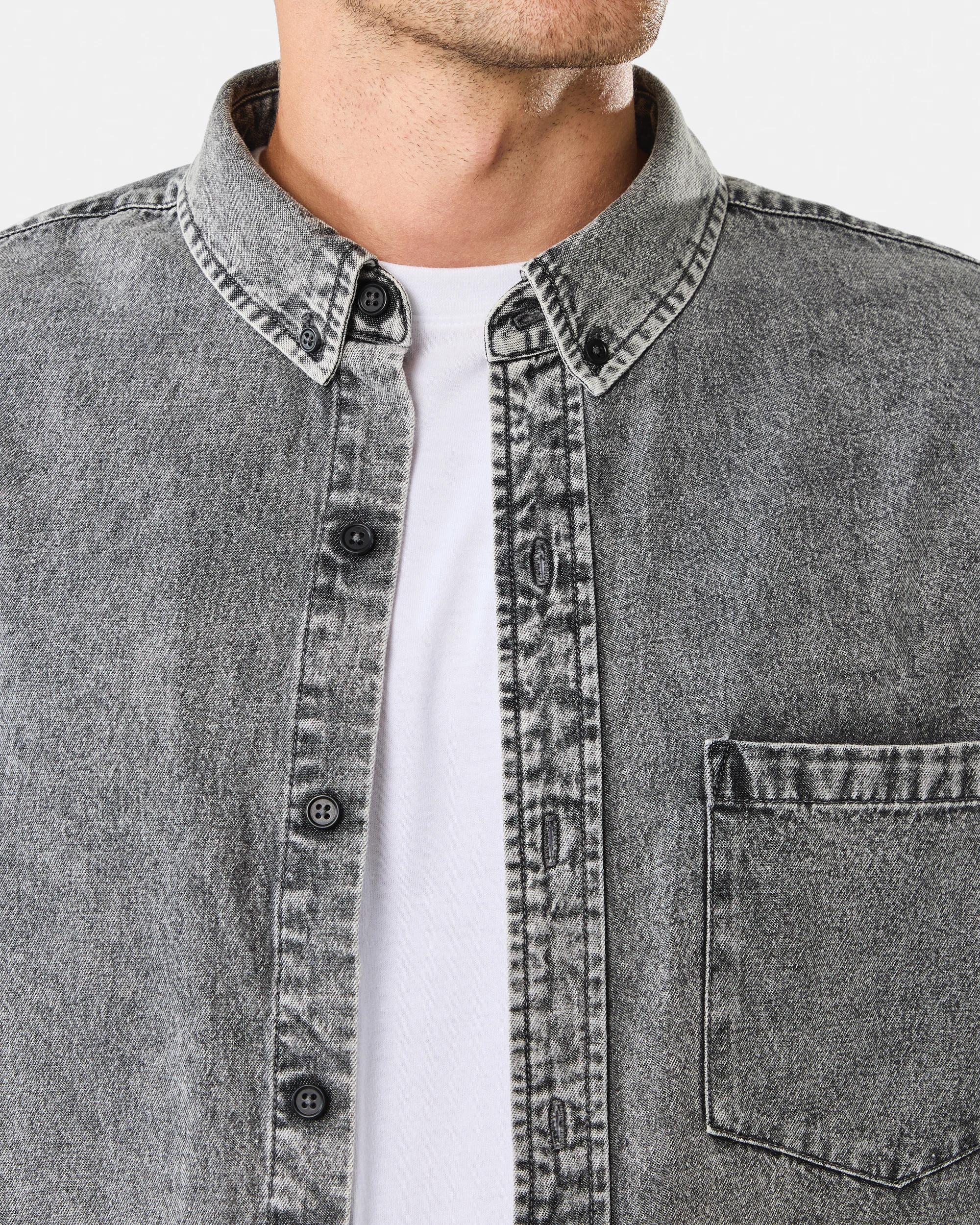 8 Long Sleeve Denim Shirt Wash Black, 8 of 9
